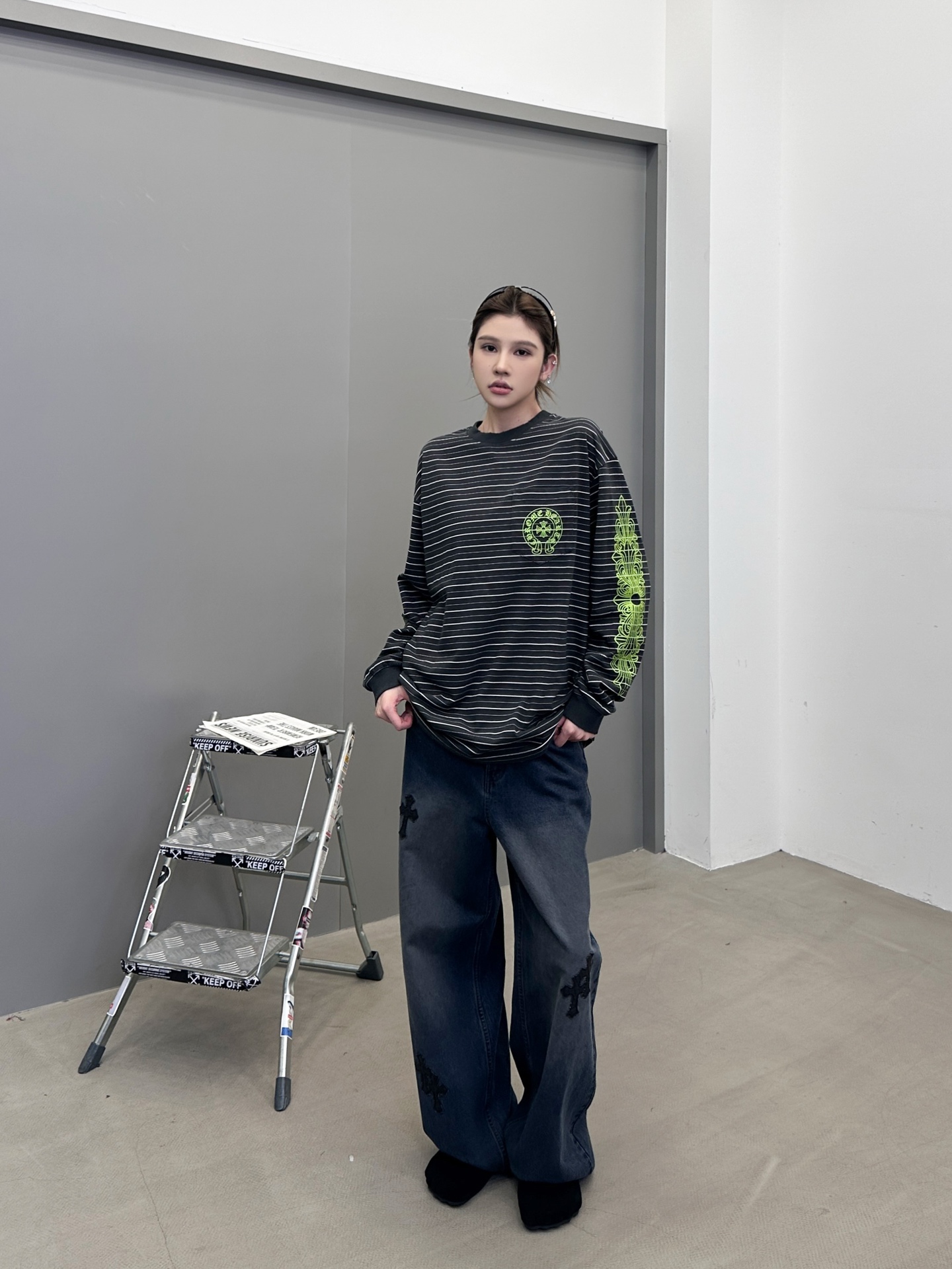 克罗心 ｜ 新款长袖t，成衣洗水吊磨工艺加多处印花，男女同款，尺码sml