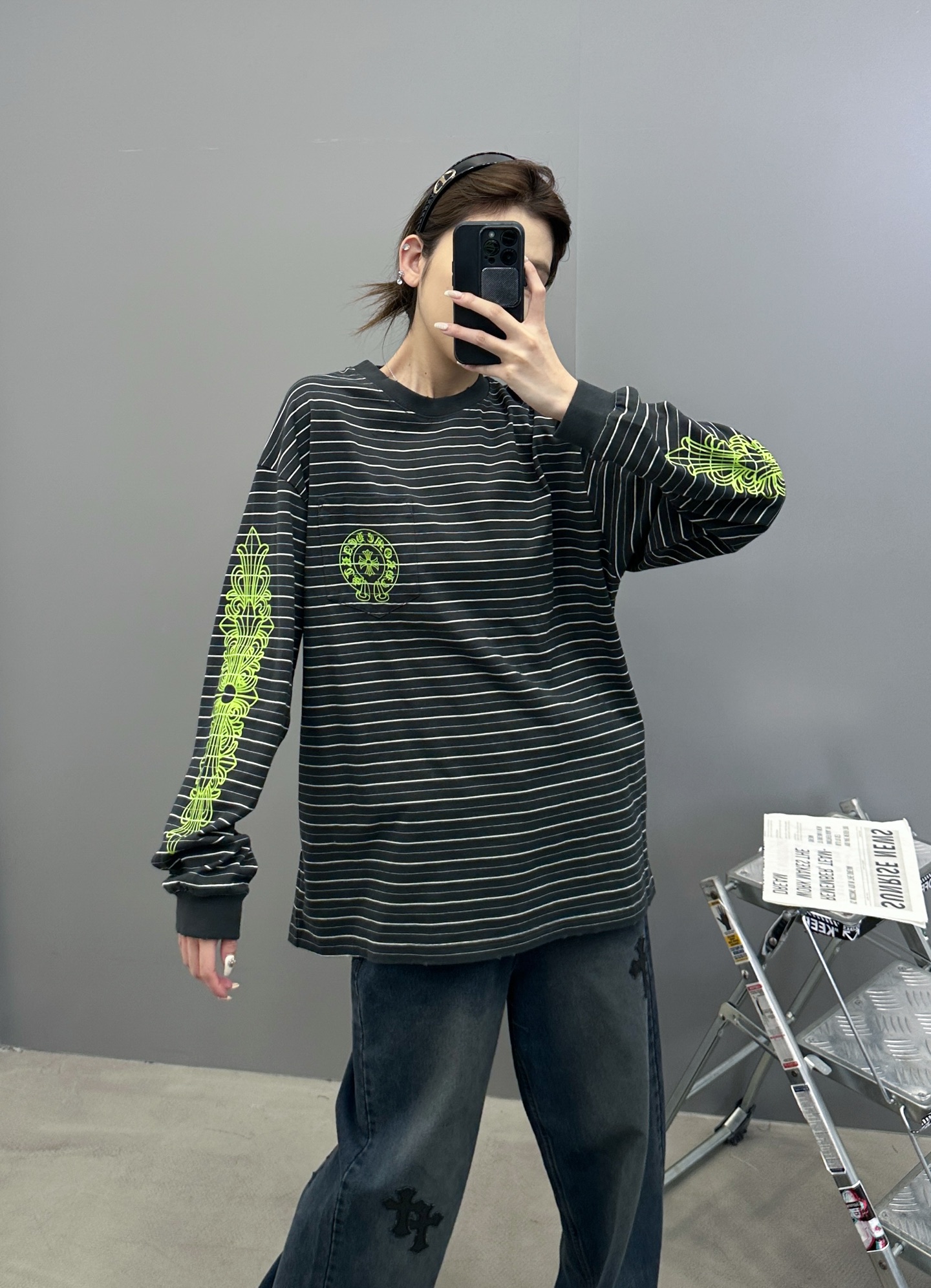 克罗心 ｜ 新款长袖t，成衣洗水吊磨工艺加多处印花，男女同款，尺码sml