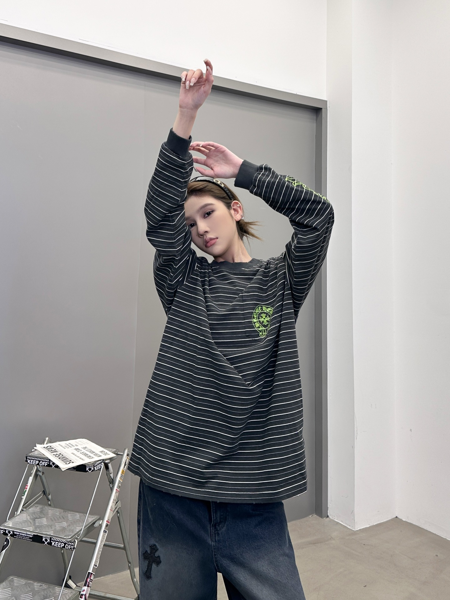 克罗心 ｜ 新款长袖t，成衣洗水吊磨工艺加多处印花，男女同款，尺码sml