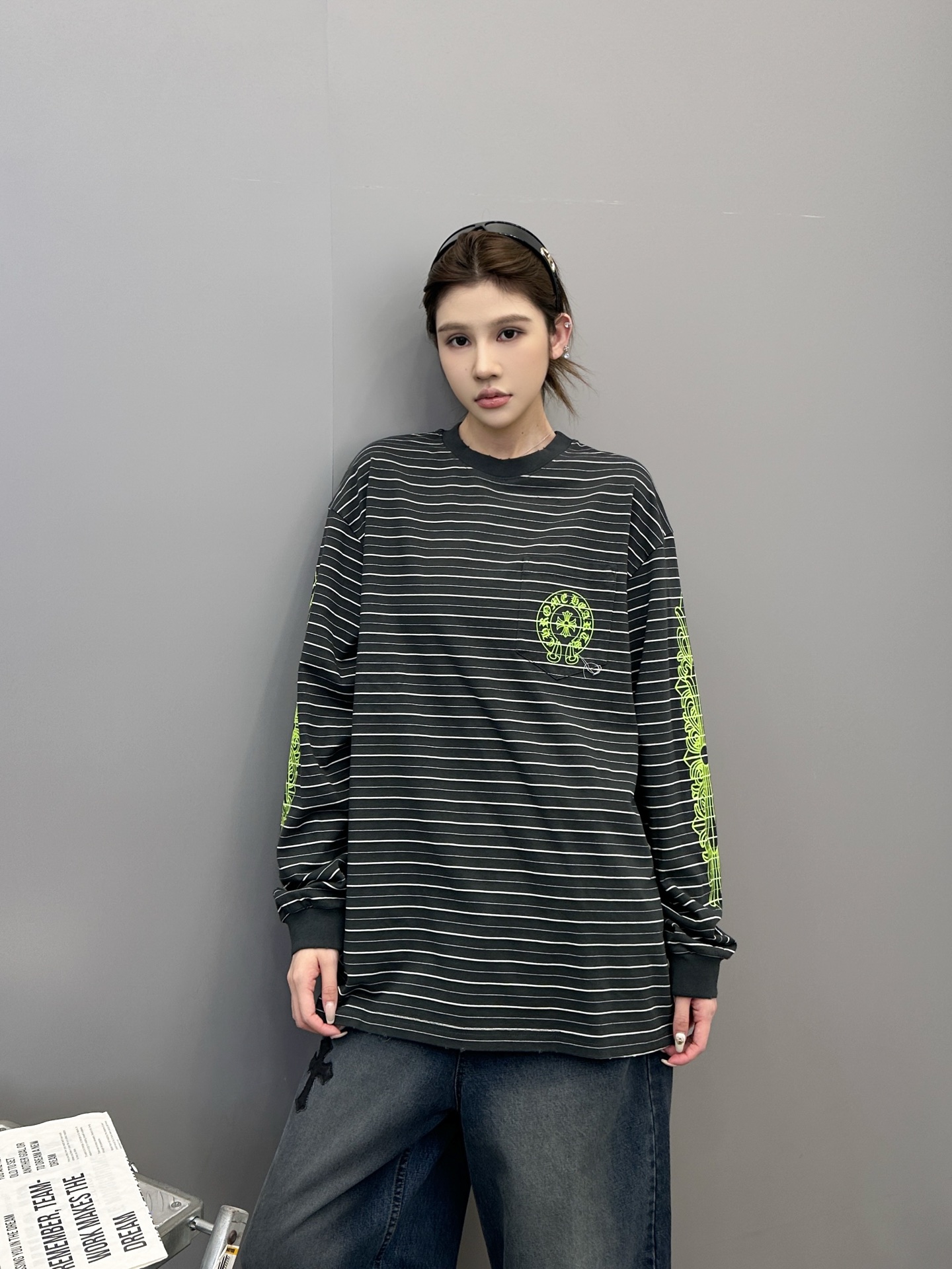 克罗心 ｜ 新款长袖t，成衣洗水吊磨工艺加多处印花，男女同款，尺码sml