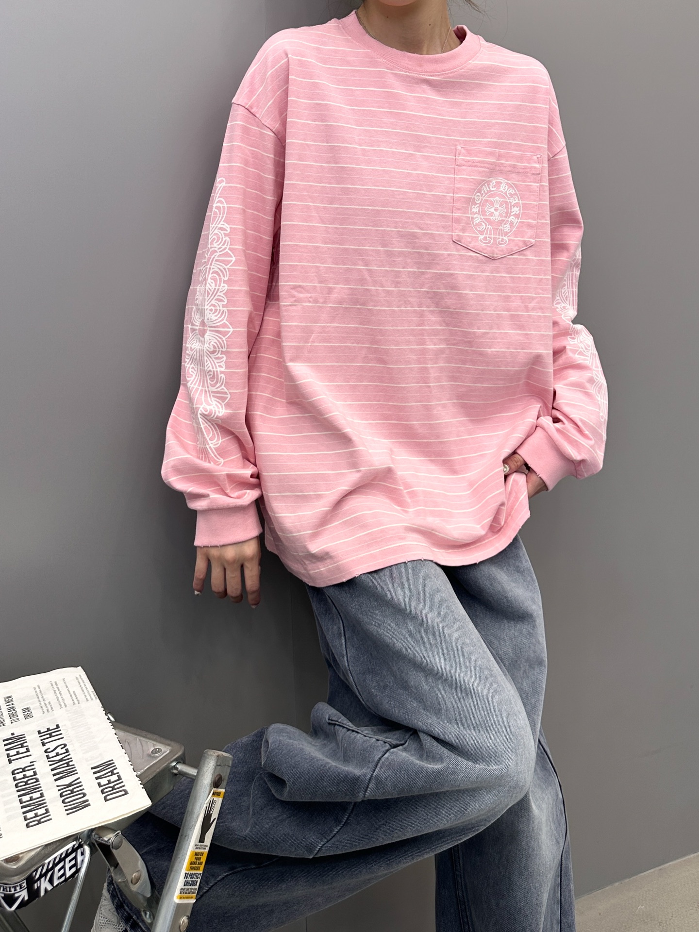 克罗心 ｜ 新款长袖t，成衣洗水吊磨工艺加多处印花，男女同款，尺码sml