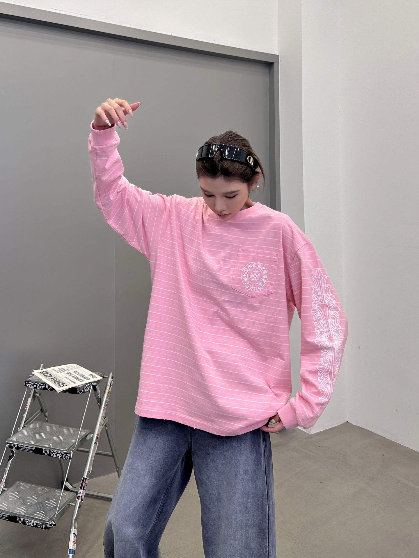 克罗心 ｜ 新款长袖t，成衣洗水吊磨工艺加多处印花，男女同款，尺码sml