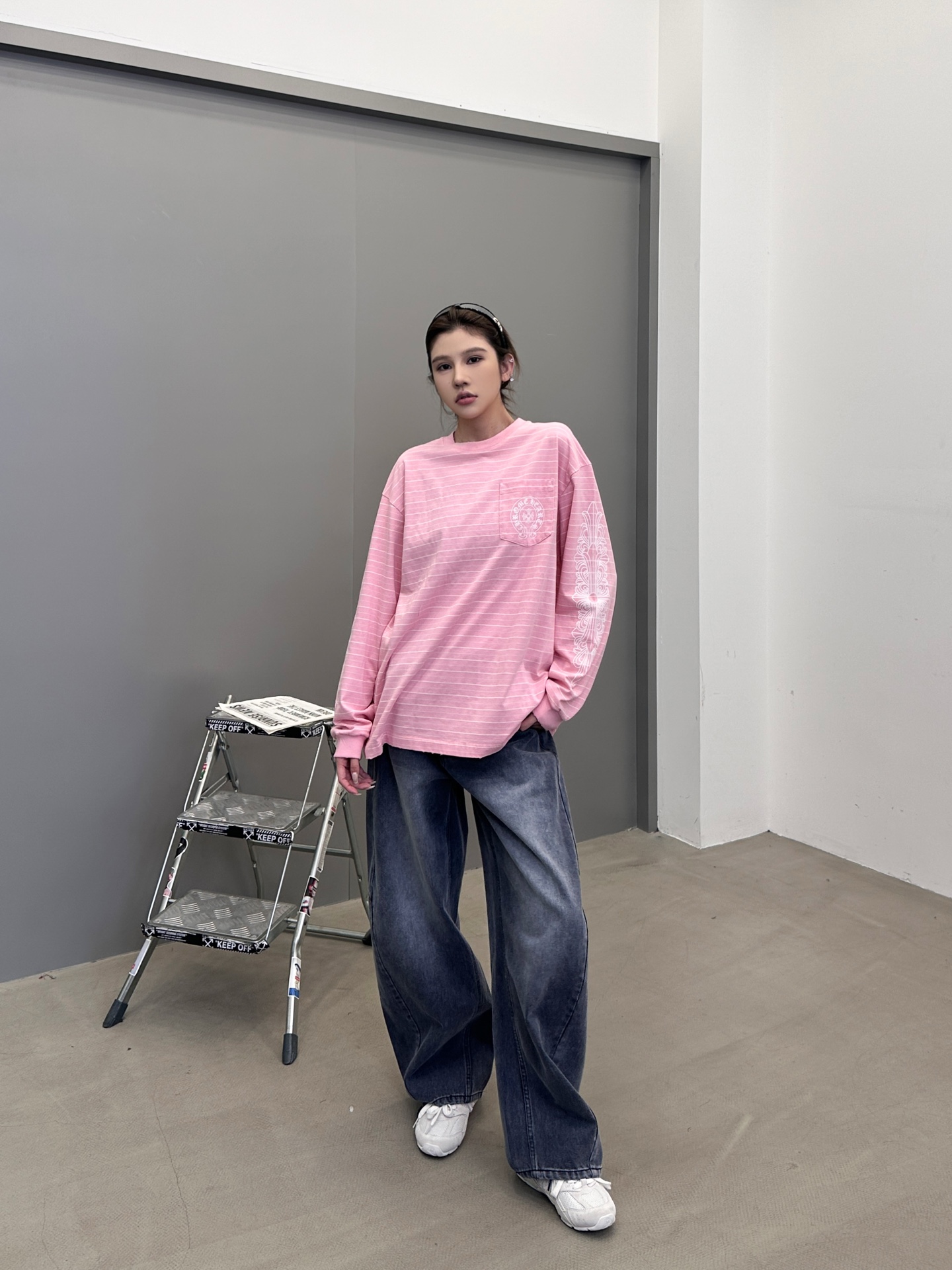 克罗心 ｜ 新款长袖t，成衣洗水吊磨工艺加多处印花，男女同款，尺码sml