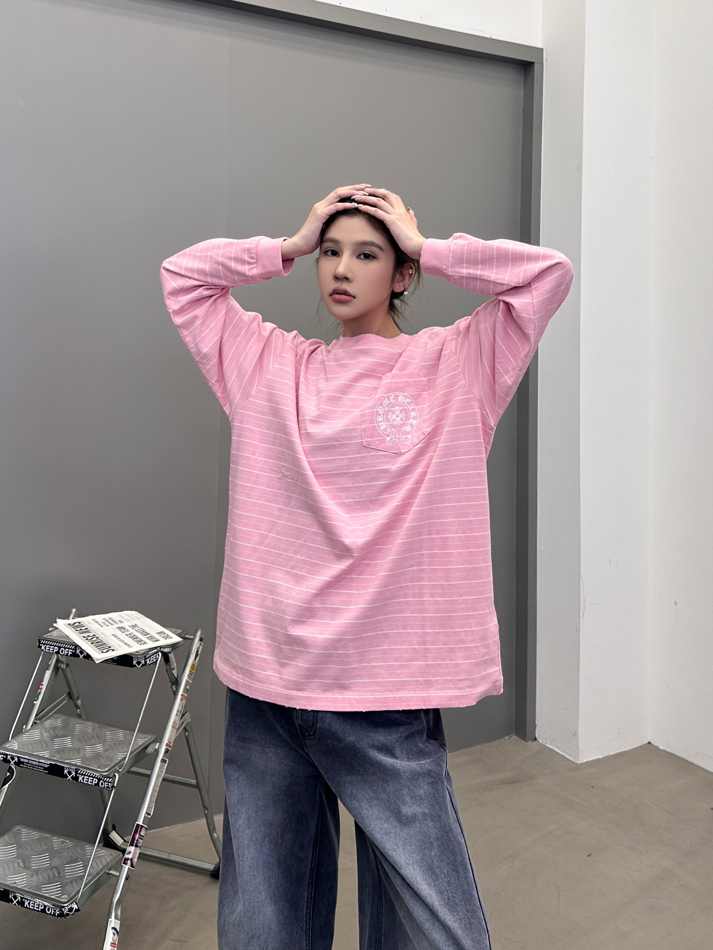 克罗心 ｜ 新款长袖t，成衣洗水吊磨工艺加多处印花，男女同款，尺码sml