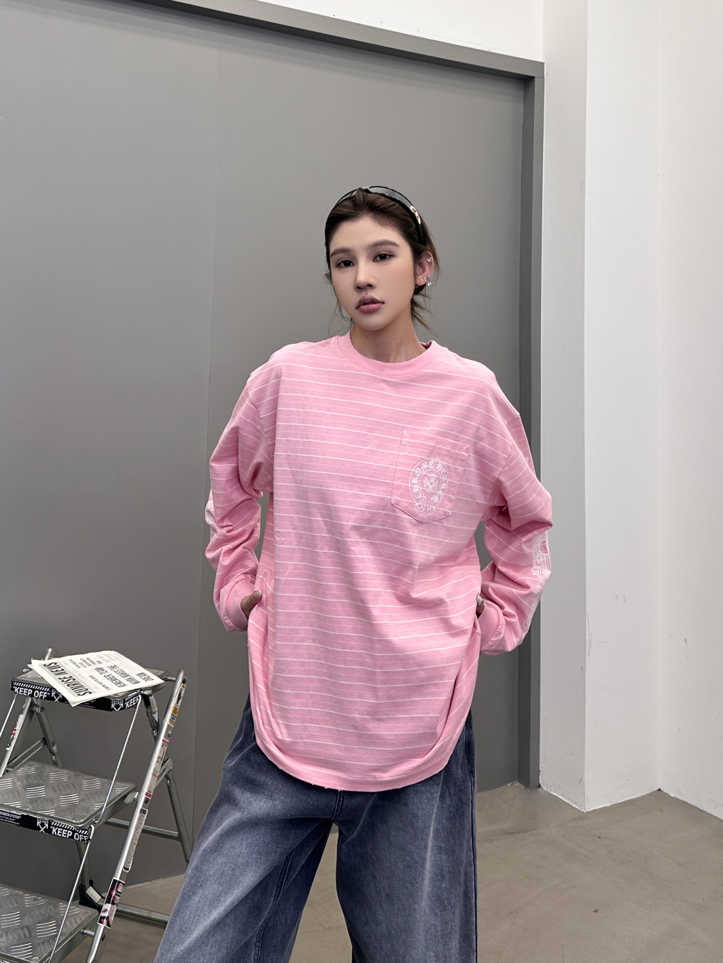 克罗心 ｜ 新款长袖t，成衣洗水吊磨工艺加多处印花，男女同款，尺码sml