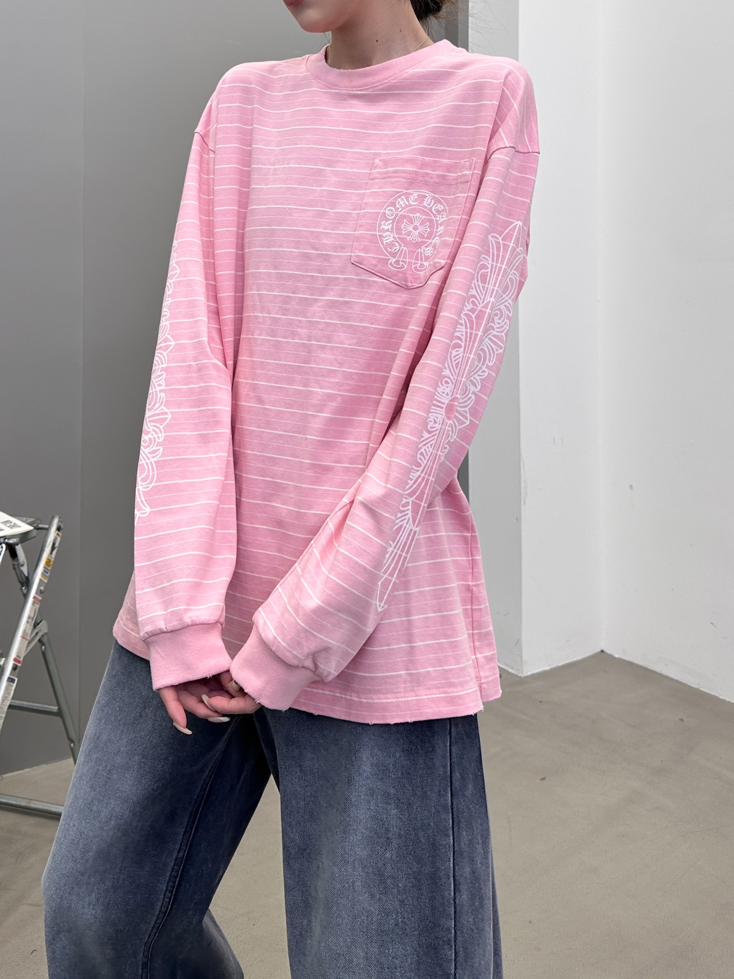 克罗心 ｜ 新款长袖t，成衣洗水吊磨工艺加多处印花，男女同款，尺码sml