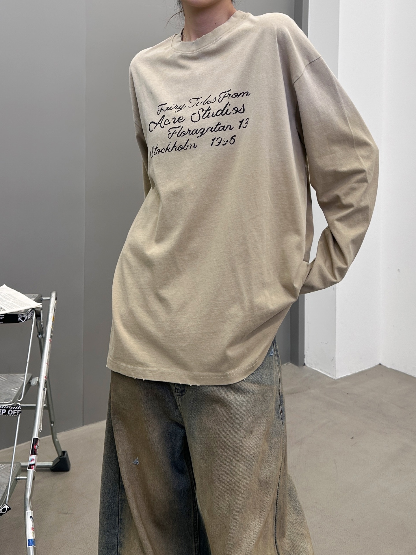 Acne ｜ 新款长袖t，成衣洗水喷色吊磨加印花工艺，男女同款，尺码sml