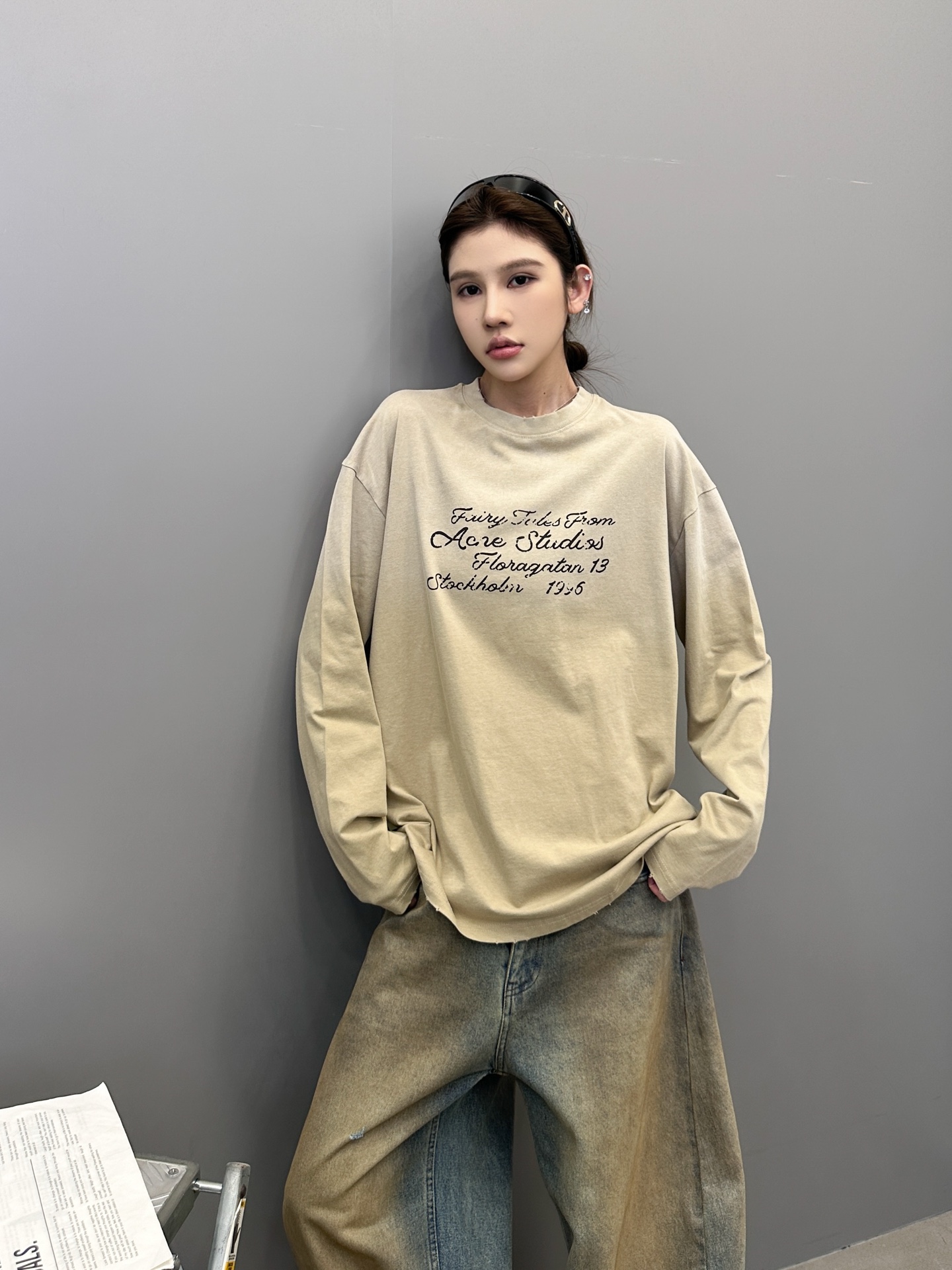 Acne ｜ 新款长袖t，成衣洗水喷色吊磨加印花工艺，男女同款，尺码sml