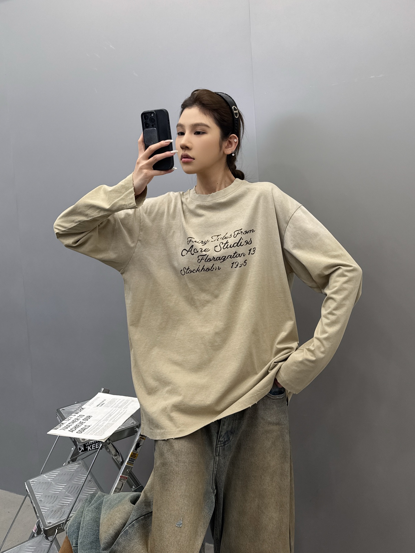 Acne ｜ 新款长袖t，成衣洗水喷色吊磨加印花工艺，男女同款，尺码sml