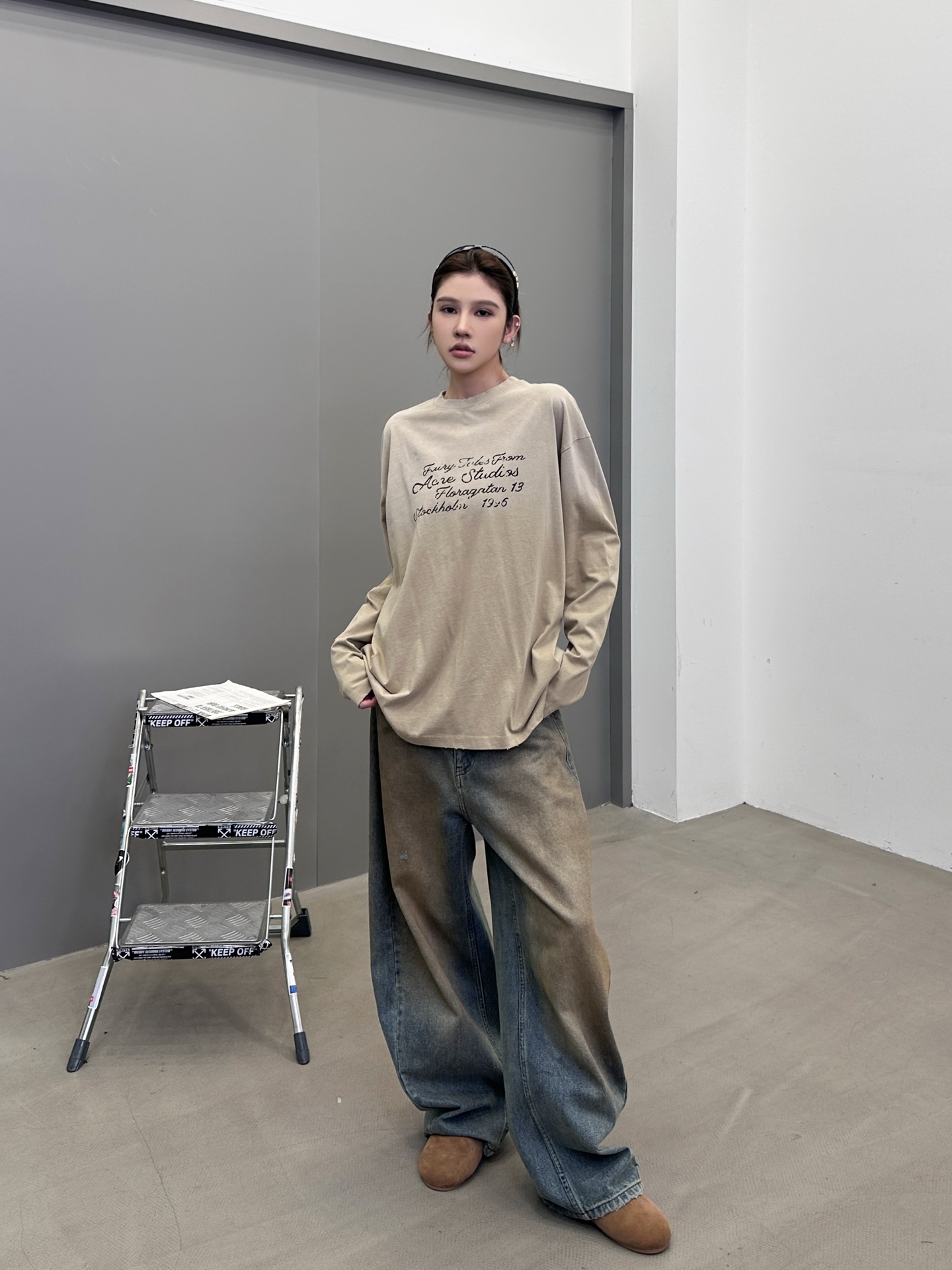 Acne ｜ 新款长袖t，成衣洗水喷色吊磨加印花工艺，男女同款，尺码sml