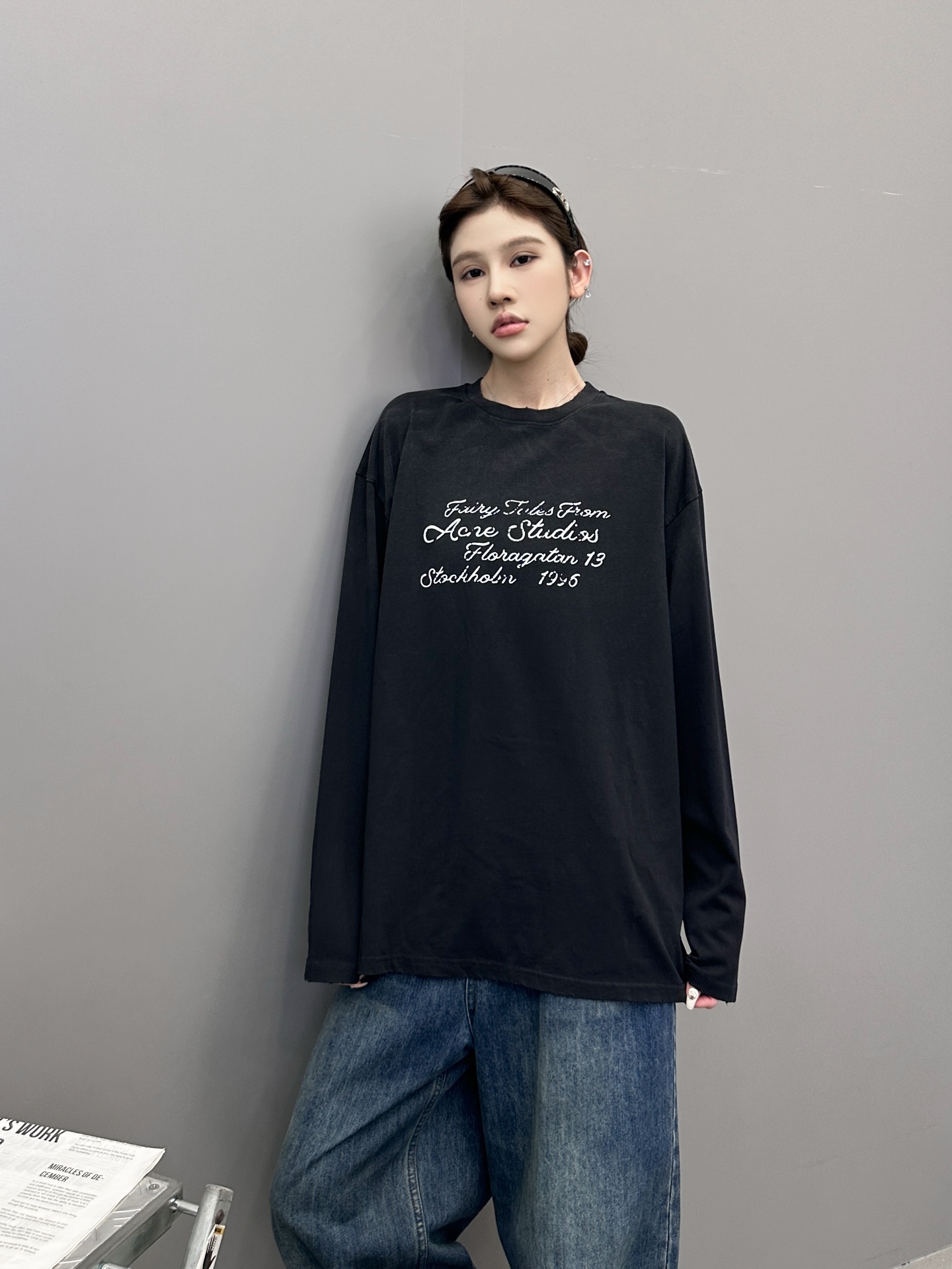 Acne ｜ 新款长袖t，成衣洗水喷色吊磨加印花工艺，男女同款，尺码sml