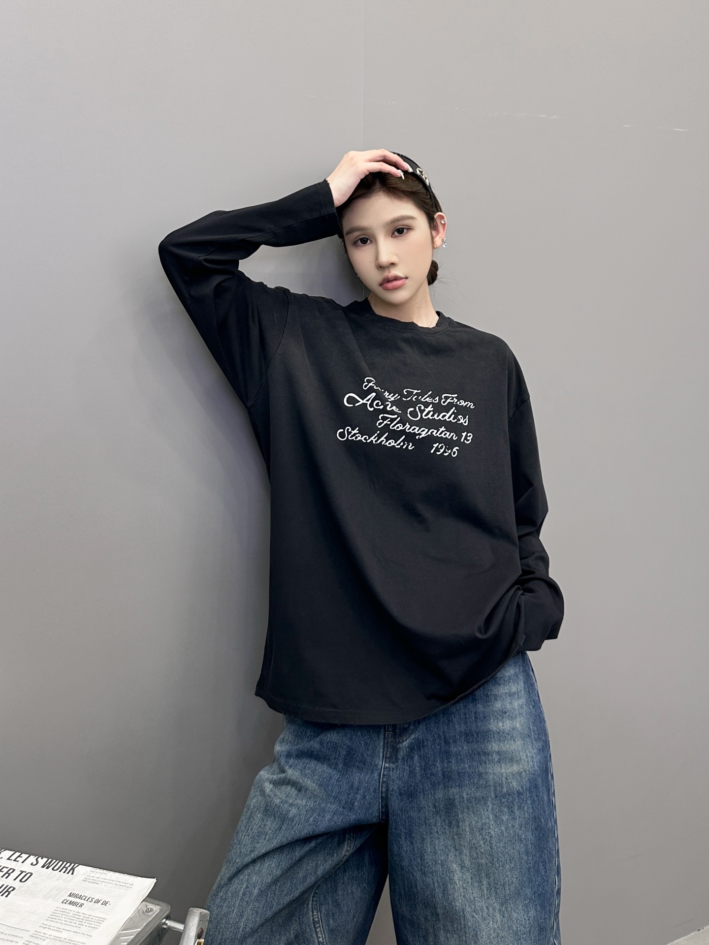 Acne ｜ 新款长袖t，成衣洗水喷色吊磨加印花工艺，男女同款，尺码sml