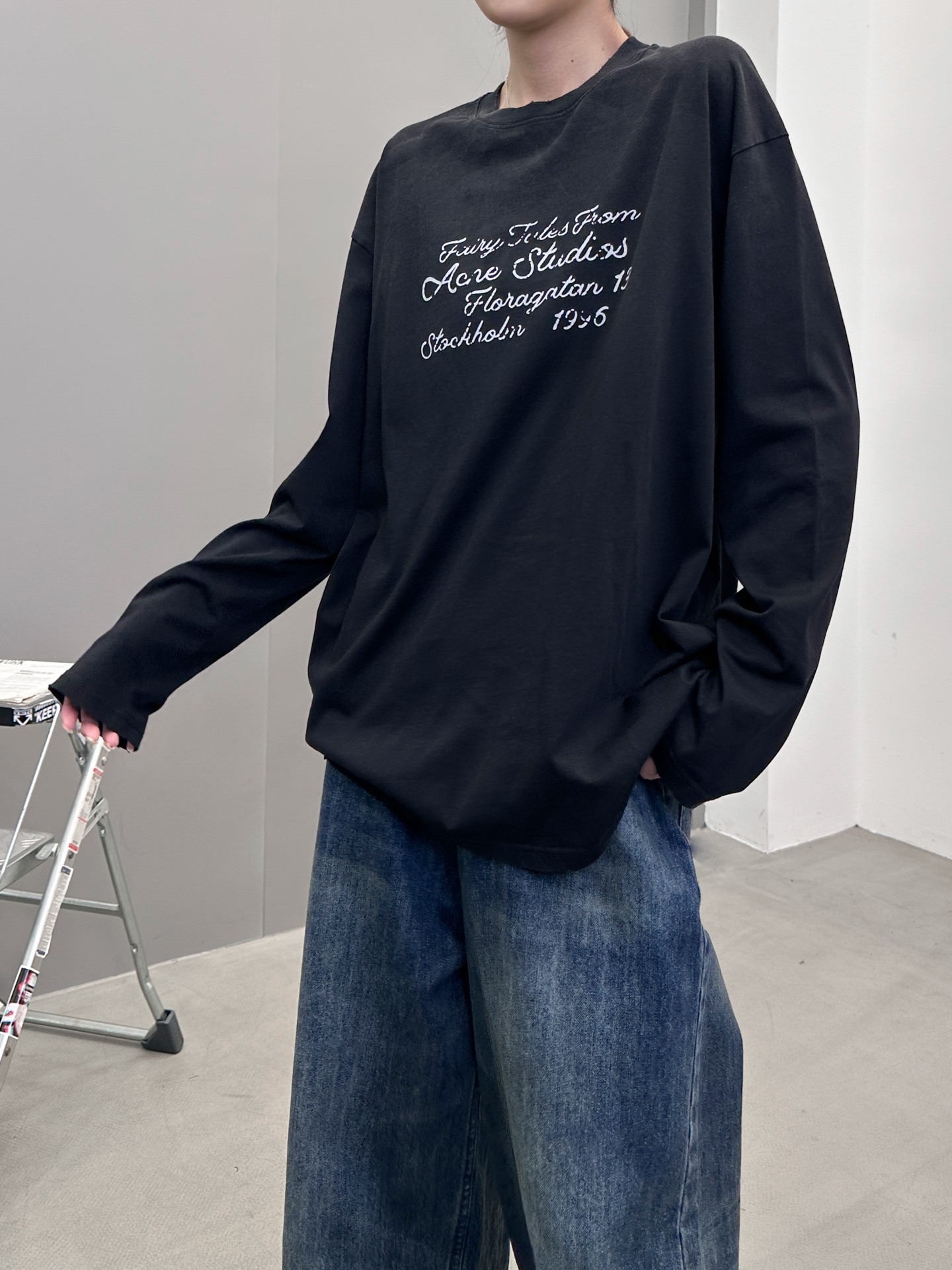 Acne ｜ 新款长袖t，成衣洗水喷色吊磨加印花工艺，男女同款，尺码sml