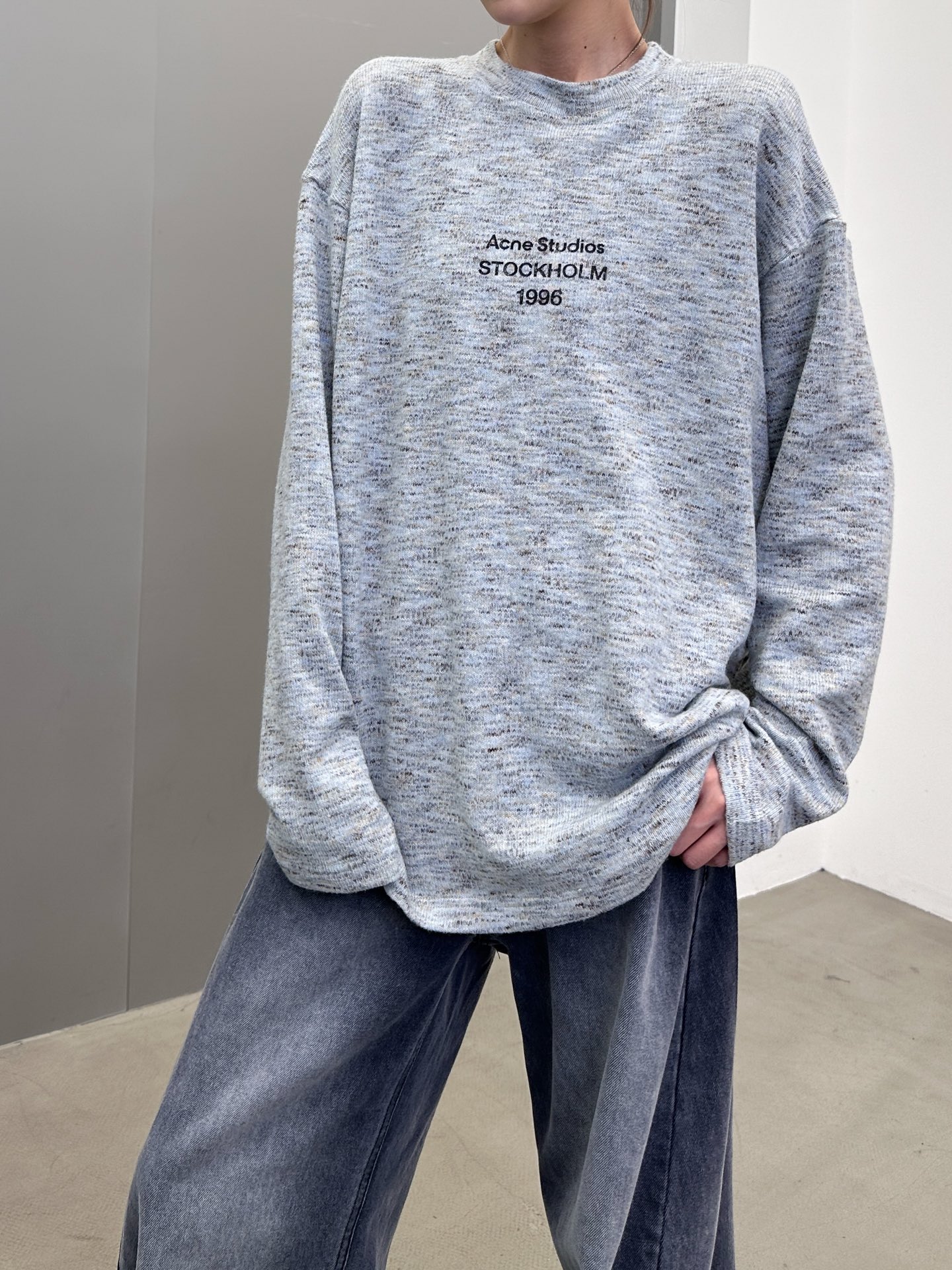 Acne ｜ 新款长袖t，经典印花标，特殊羊毛混纺面料，男女同款，尺码sml