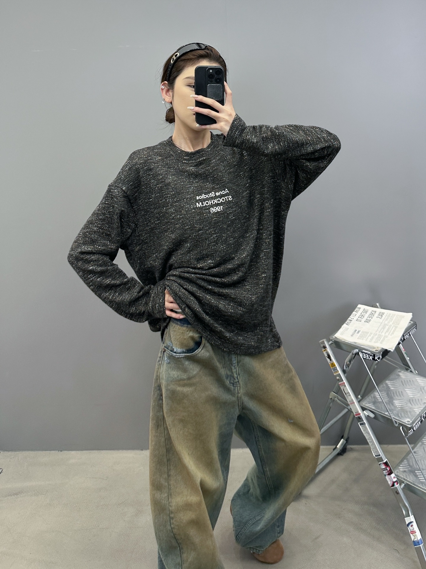 Acne ｜ 新款长袖t，经典印花标，特殊羊毛混纺面料，男女同款，尺码sml