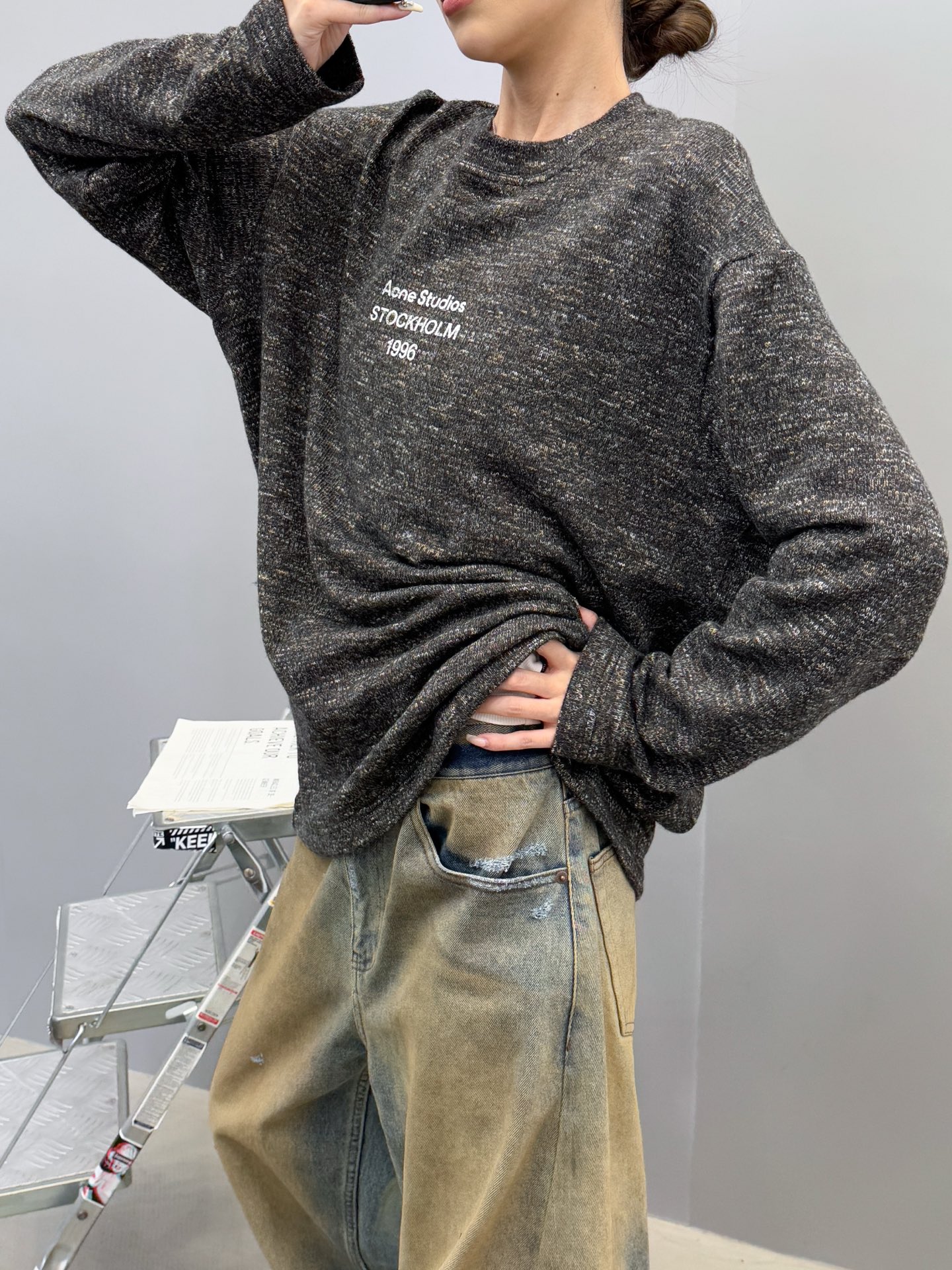 Acne ｜ 新款长袖t，经典印花标，特殊羊毛混纺面料，男女同款，尺码sml