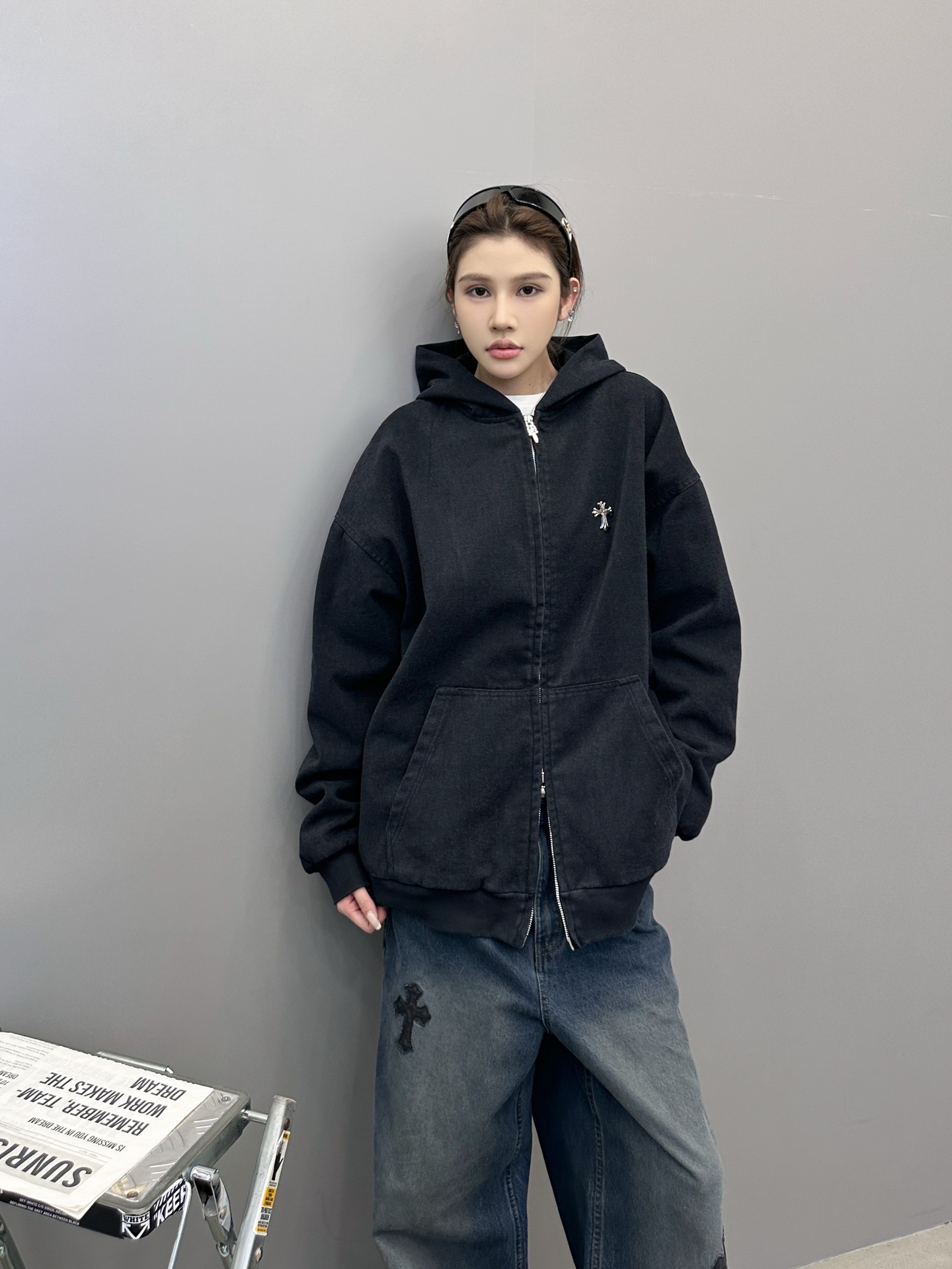 克罗心 ｜ 新款牛仔外套，成衣洗水加经典五金十字标，进口高密特殊牛仔面料加摇粒绒高密里布，时尚保暖，男女