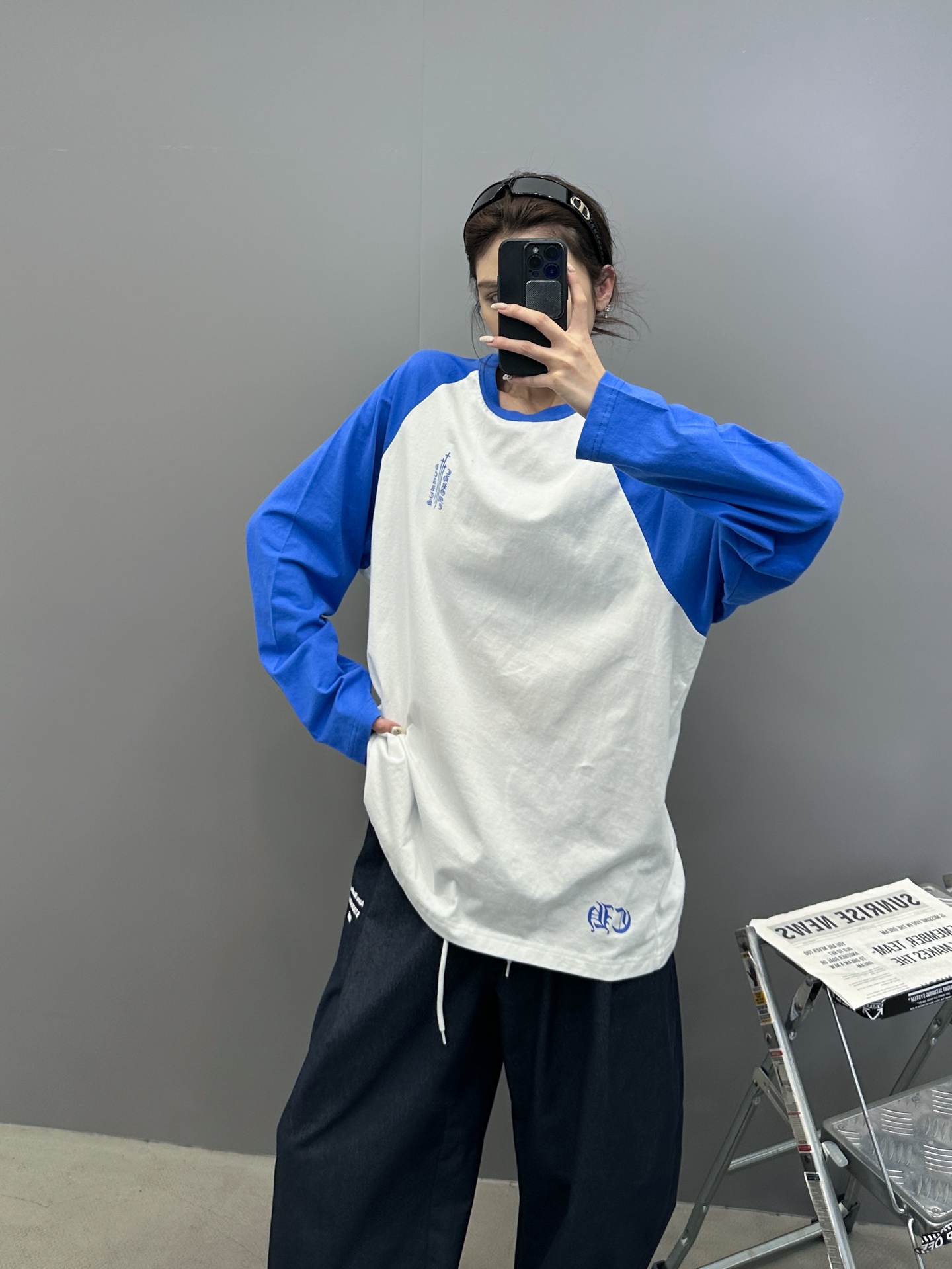 克罗心 ｜ 新款长袖t，成衣洗水多处印花工艺，拼接撞色款式，男女同款，尺码sml