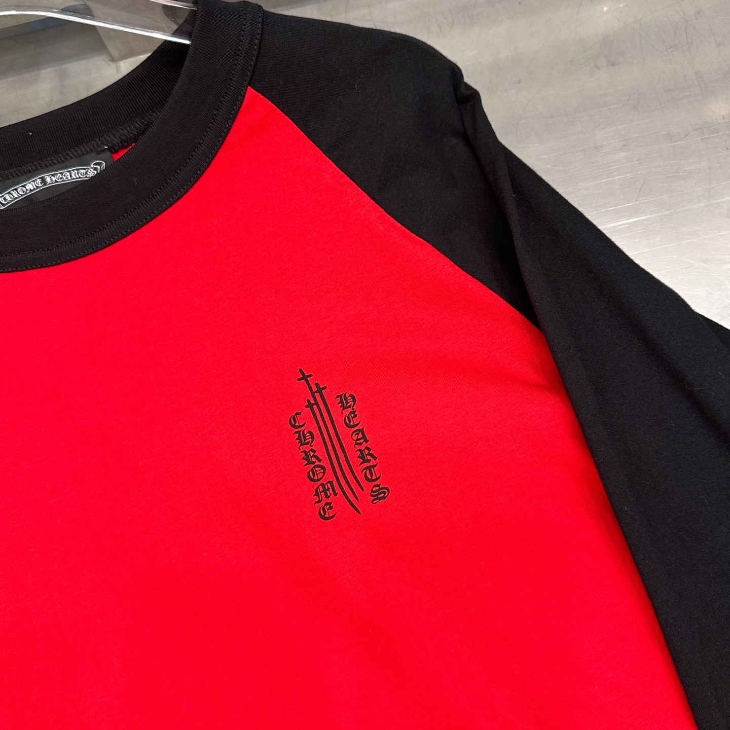 Chrome Hearts new long sleeve T-shirt, multi-print, color block, unisex sizes S/M/L.-Big cat