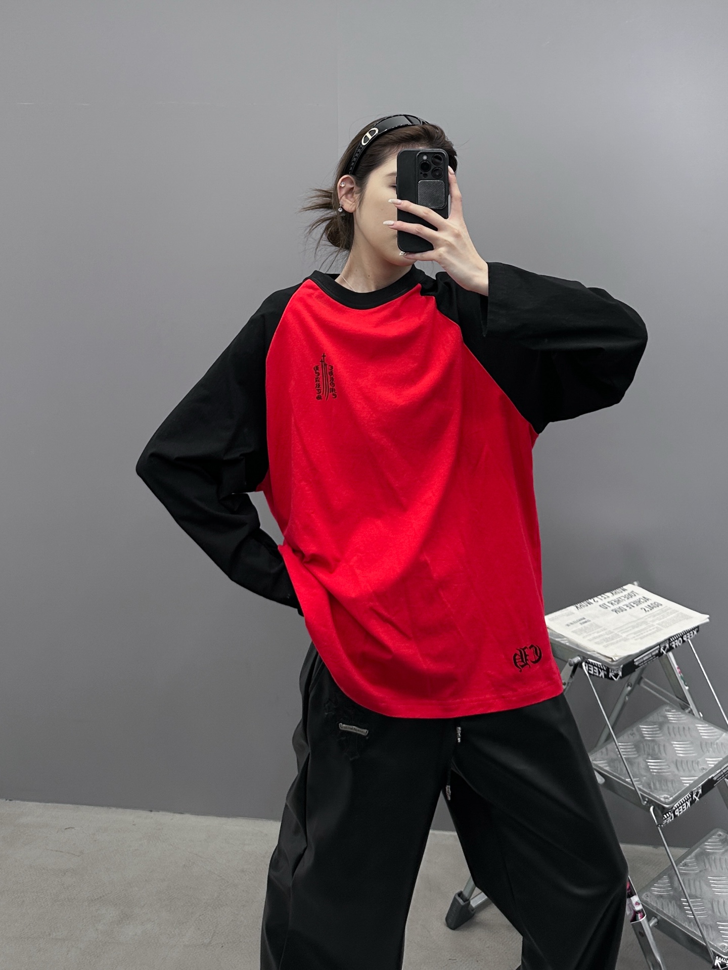 克罗心 ｜ 新款长袖t，成衣洗水多处印花工艺，拼接撞色款式，男女同款，尺码sml