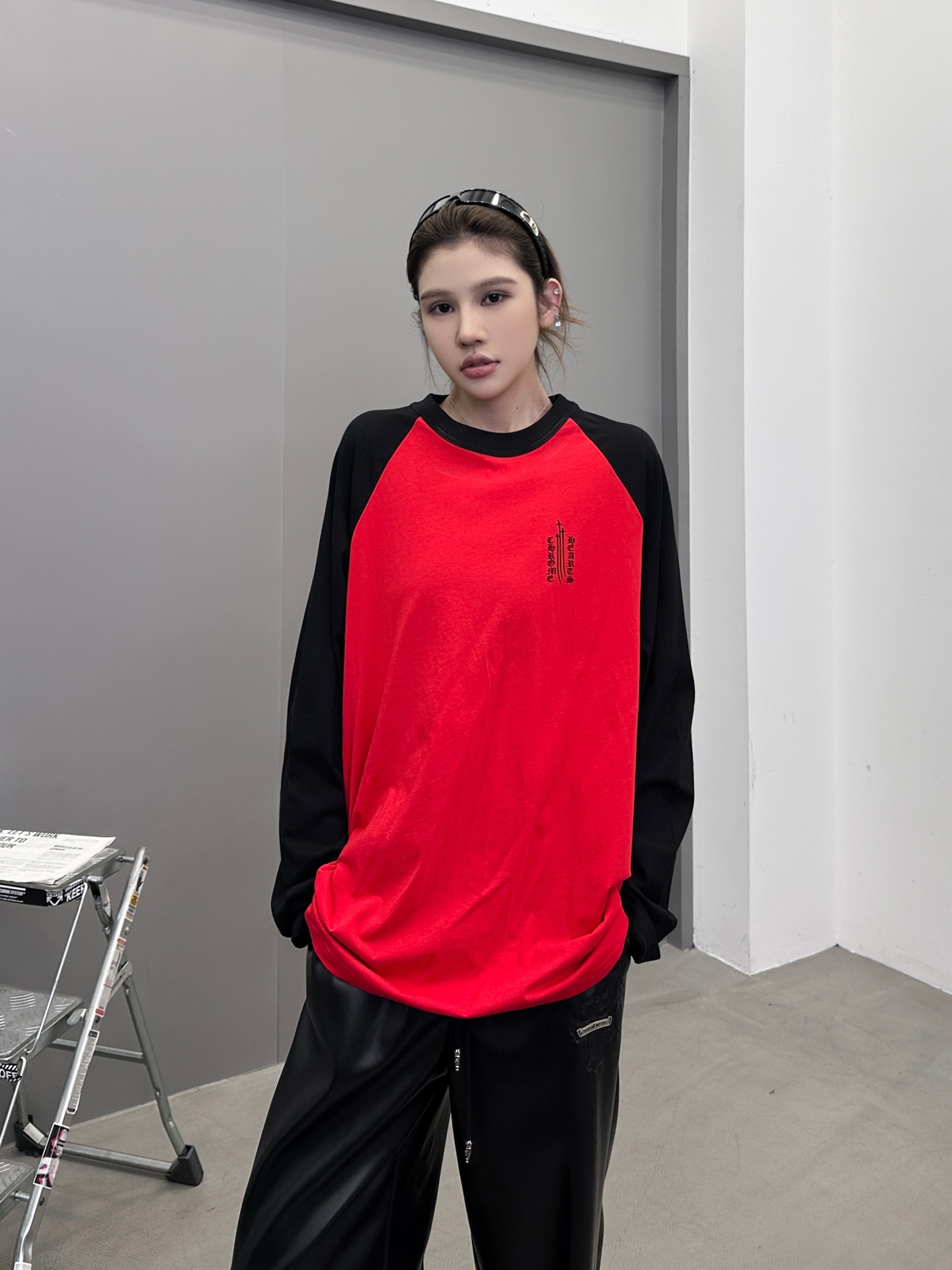 克罗心 ｜ 新款长袖t，成衣洗水多处印花工艺，拼接撞色款式，男女同款，尺码sml