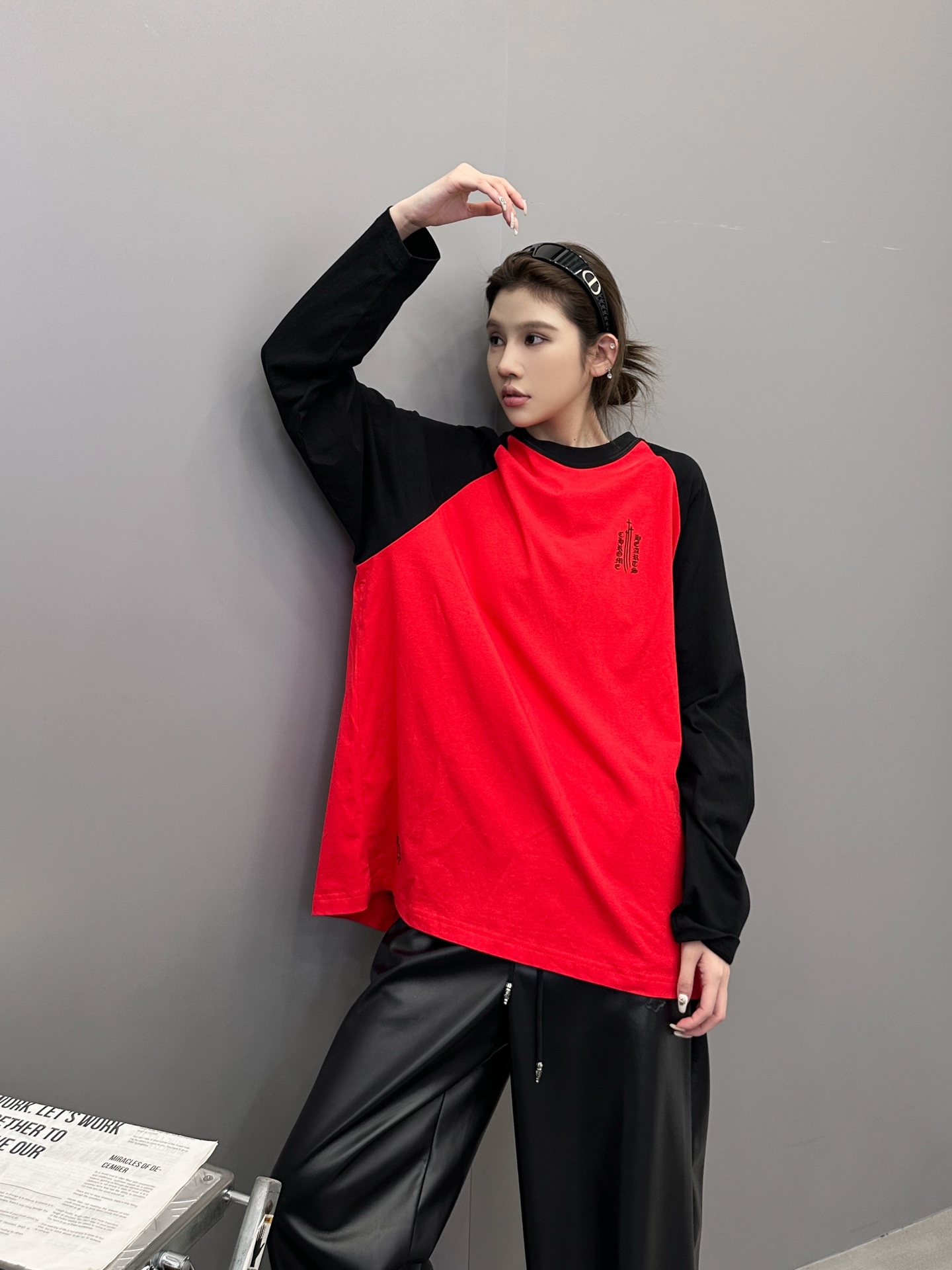 克罗心 ｜ 新款长袖t，成衣洗水多处印花工艺，拼接撞色款式，男女同款，尺码sml