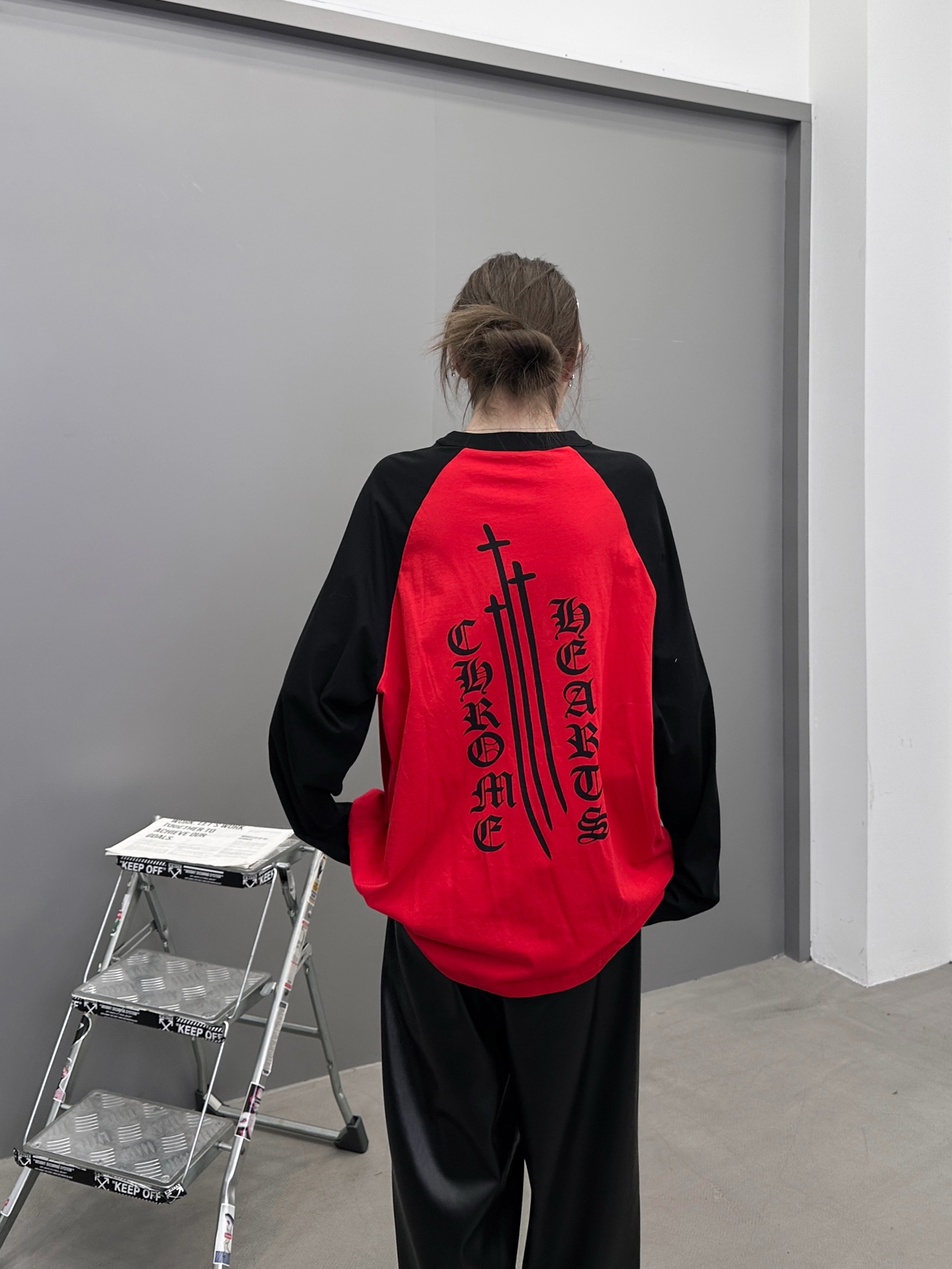 克罗心 ｜ 新款长袖t，成衣洗水多处印花工艺，拼接撞色款式，男女同款，尺码sml