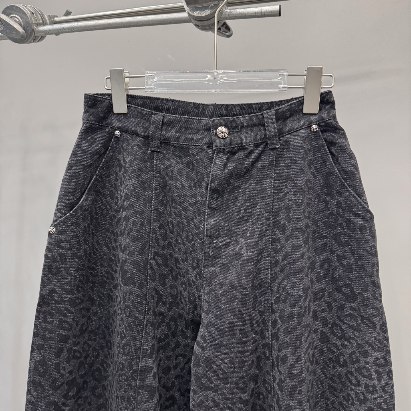 Chrome Hearts leopard print pants, new casual style, washed for softness, Tencel cotton blend, sizes S/M/L.-Big cat