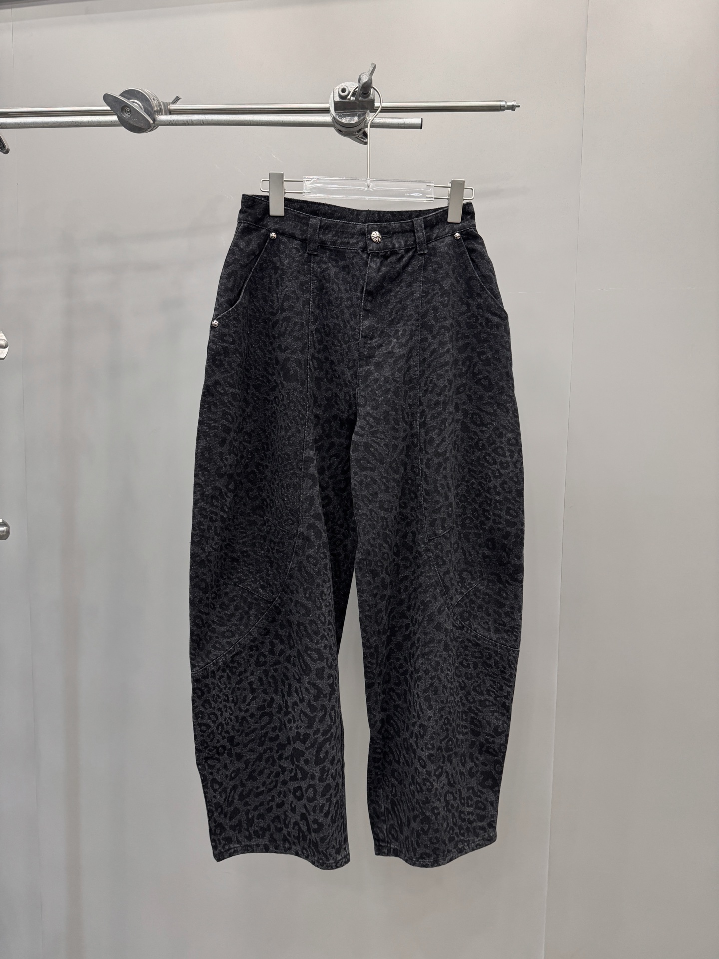 Chrome Hearts leopard print pants, new casual style, washed for softness, Tencel cotton blend, sizes S/M/L.-Big cat