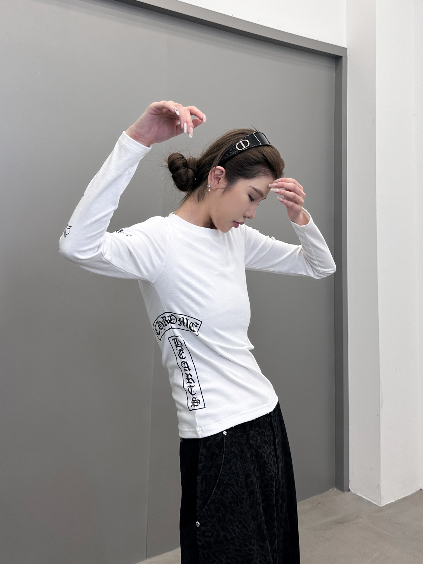 克罗心 ｜ 新款长袖打底，成衣洗水吊磨工艺加4处印花，休闲时尚，尺码sml