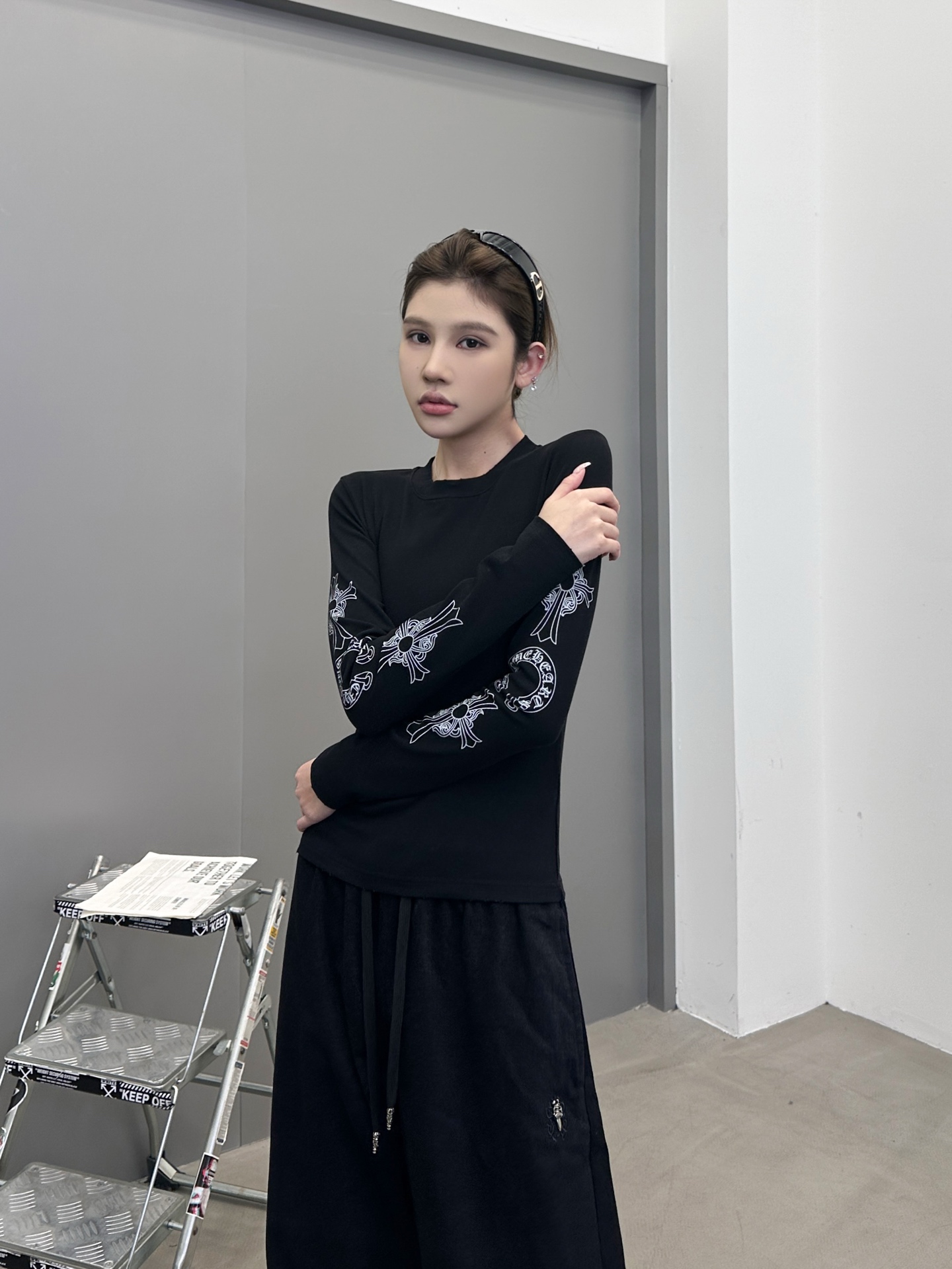 克罗心 ｜ 新款长袖打底，成衣洗水吊磨工艺加4处印花，休闲时尚，尺码sml