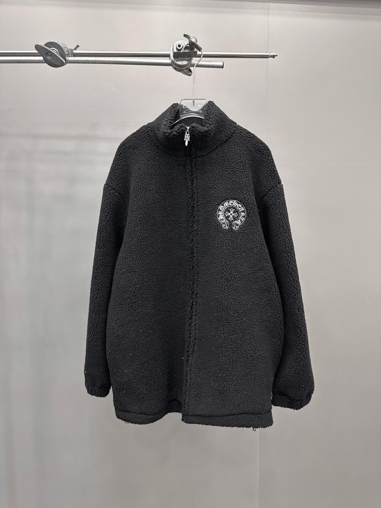 Chrome Hearts new fleece jacket with multiple embroidered logos, unisex sizes S/M/L.-Big cat