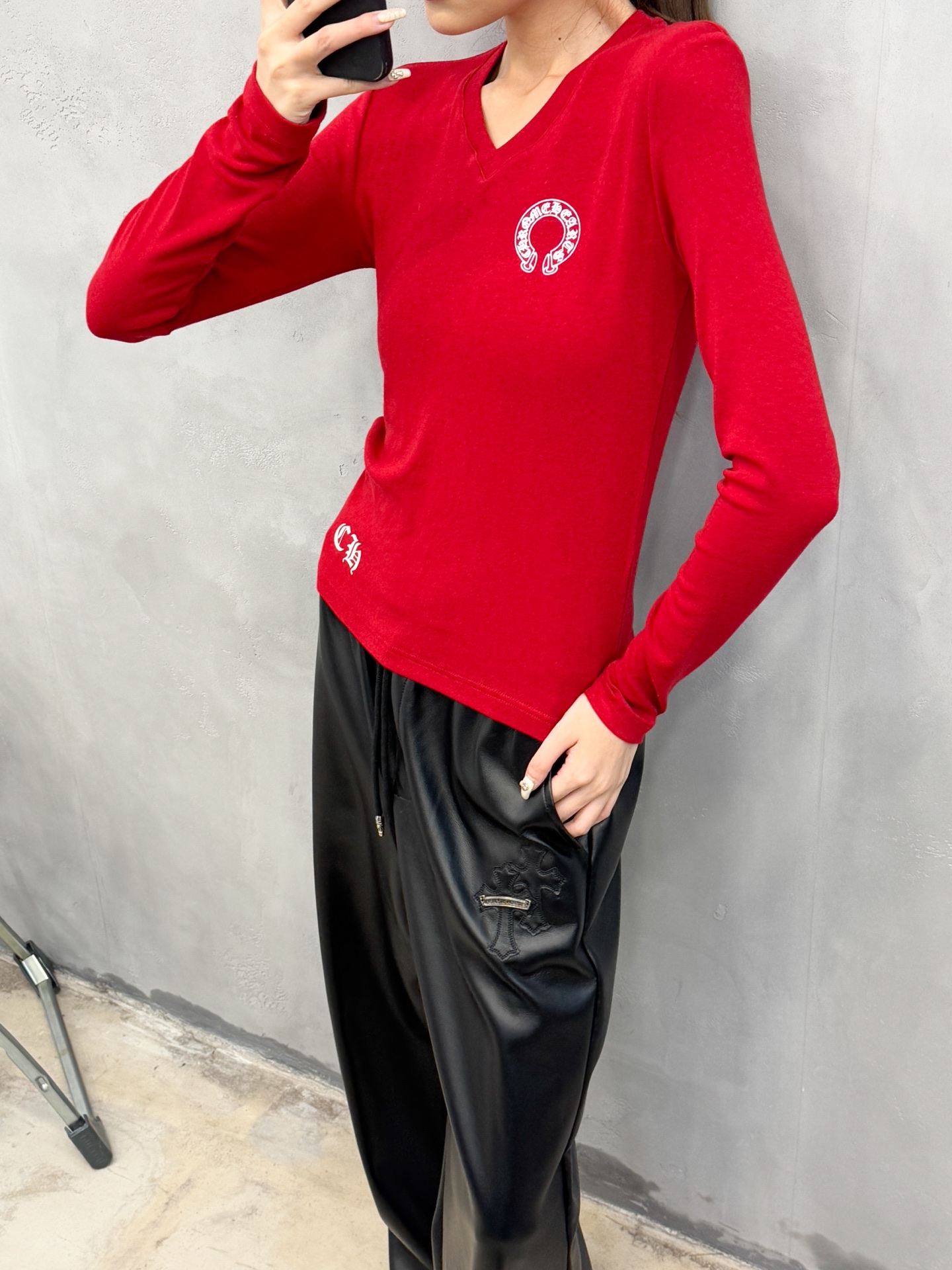 克罗心 ｜ 新款长袖打底，成衣洗水印花工艺，人棉混纺面料，休闲时尚，尺码sml