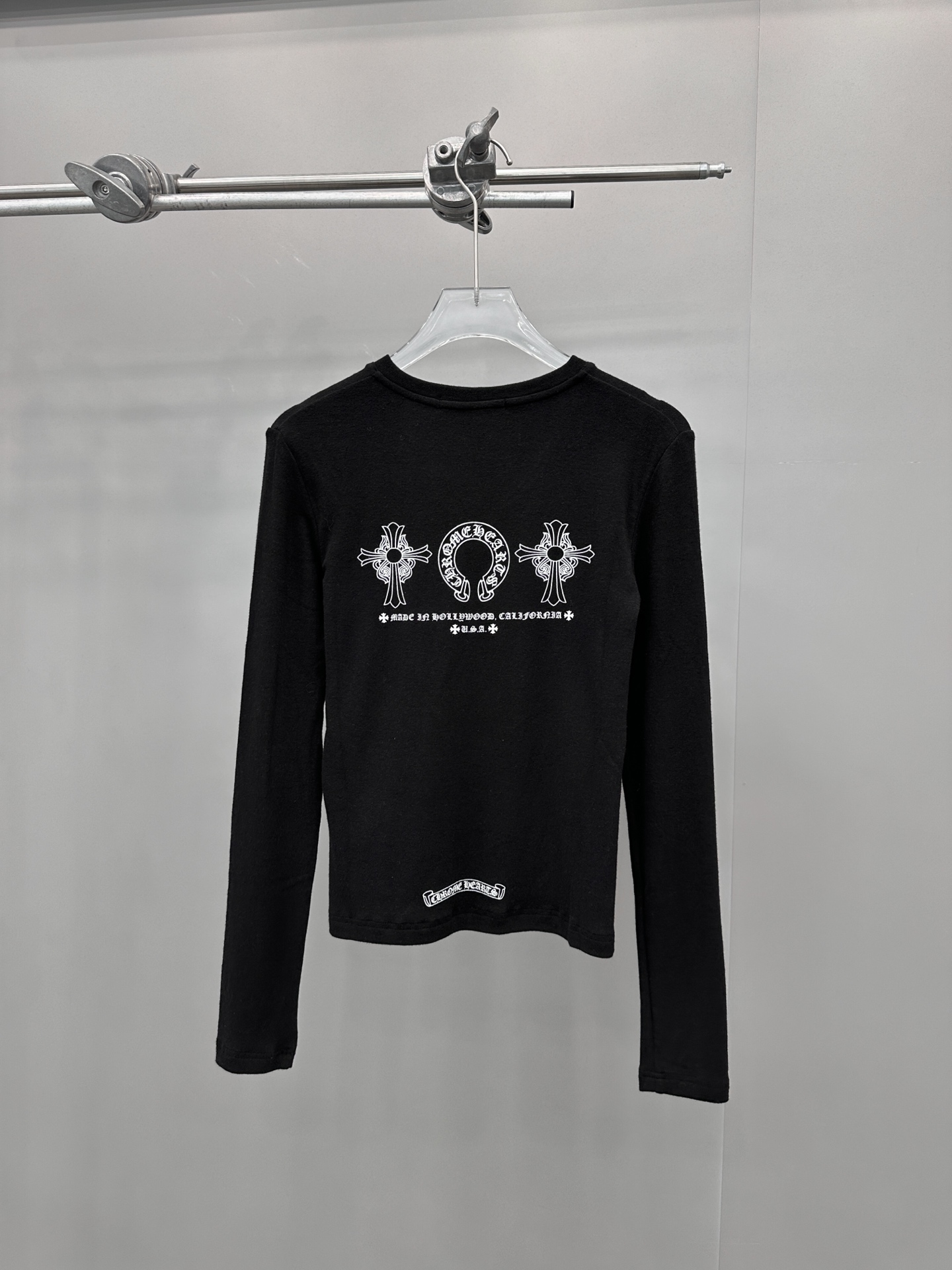 Chrome Hearts new long sleeve base layer, garment washed print, rayon blend fabric, casual fashion, sizes S M L.-Big cat