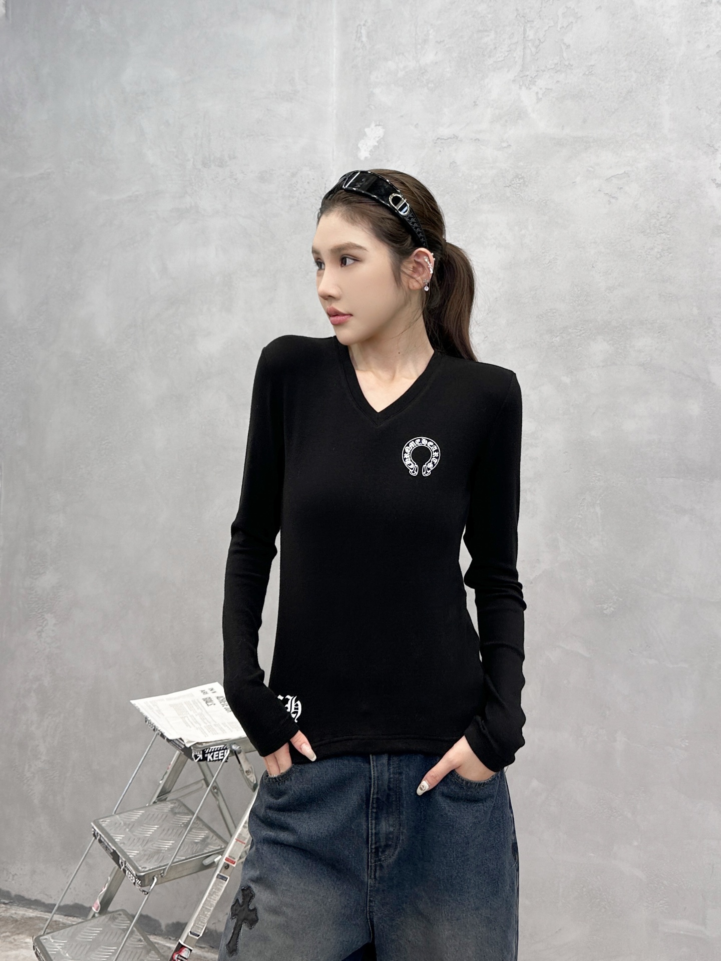 克罗心 ｜ 新款长袖打底，成衣洗水印花工艺，人棉混纺面料，休闲时尚，尺码sml