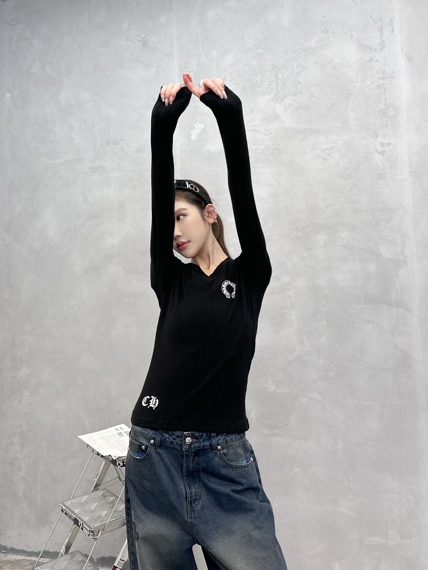 克罗心 ｜ 新款长袖打底，成衣洗水印花工艺，人棉混纺面料，休闲时尚，尺码sml