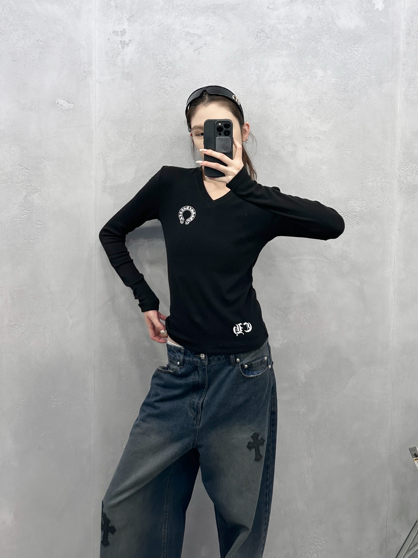 克罗心 ｜ 新款长袖打底，成衣洗水印花工艺，人棉混纺面料，休闲时尚，尺码sml