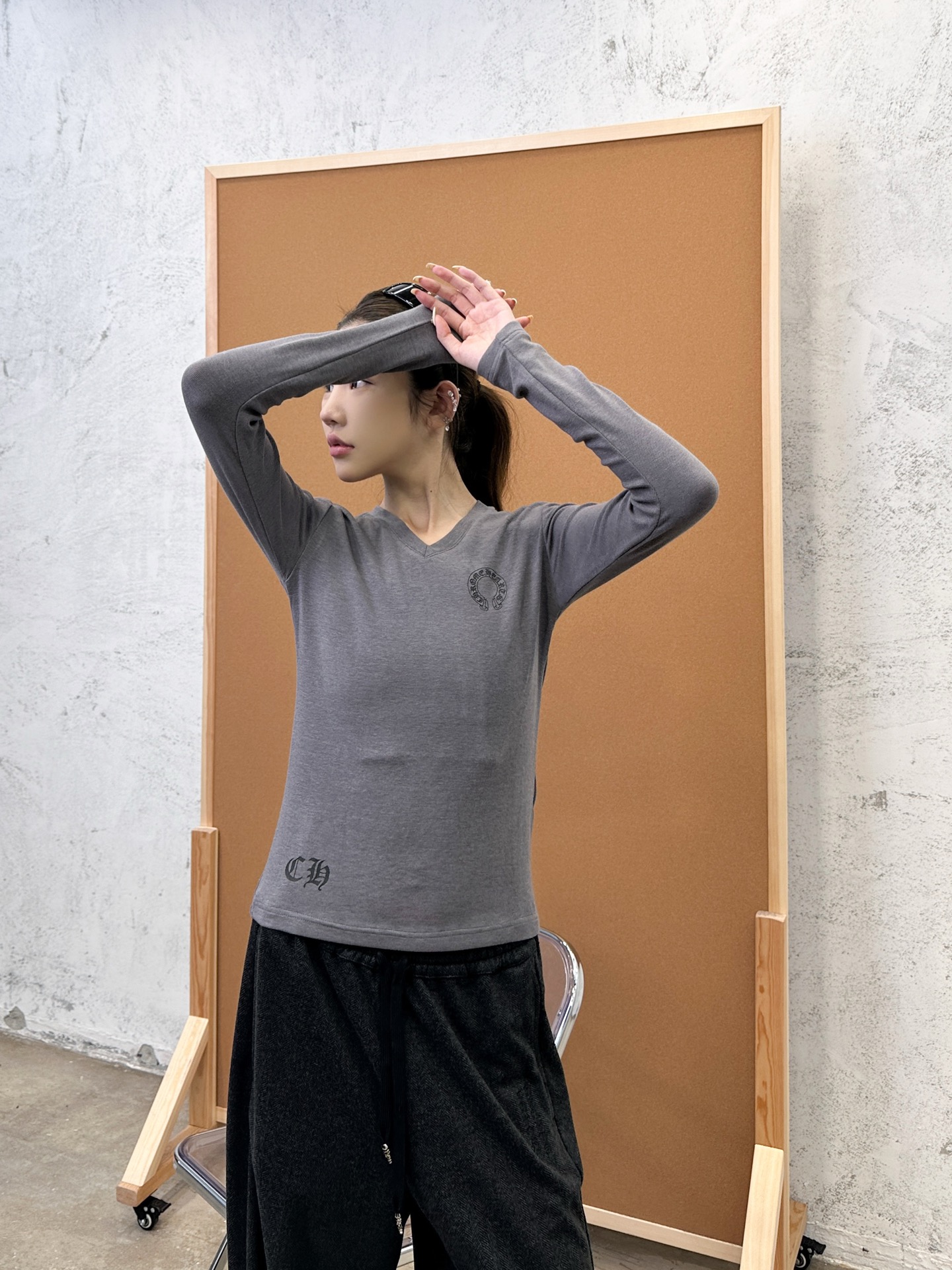 克罗心 ｜ 新款长袖打底，成衣洗水印花工艺，人棉混纺面料，休闲时尚，尺码sml