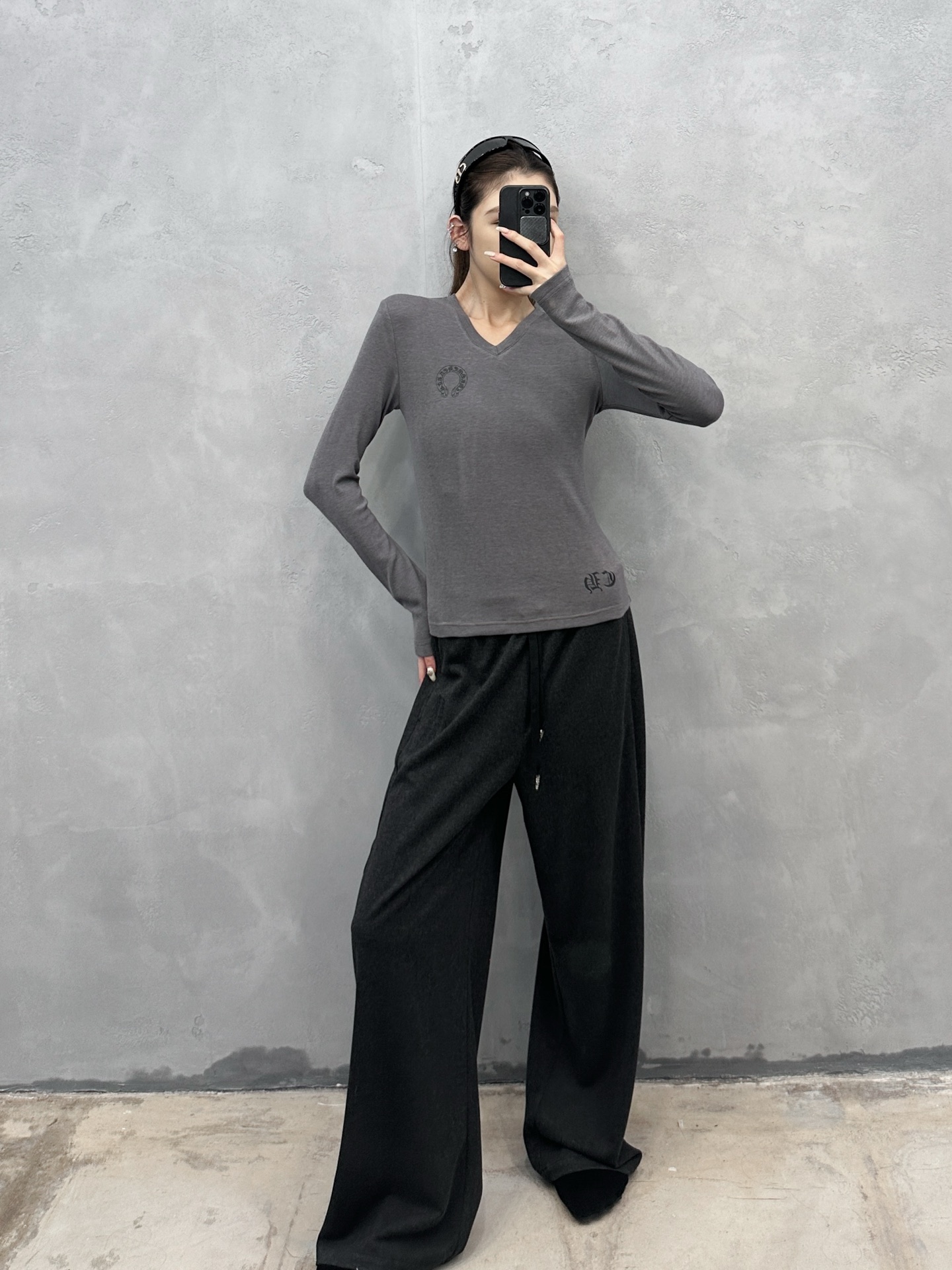 克罗心 ｜ 新款长袖打底，成衣洗水印花工艺，人棉混纺面料，休闲时尚，尺码sml