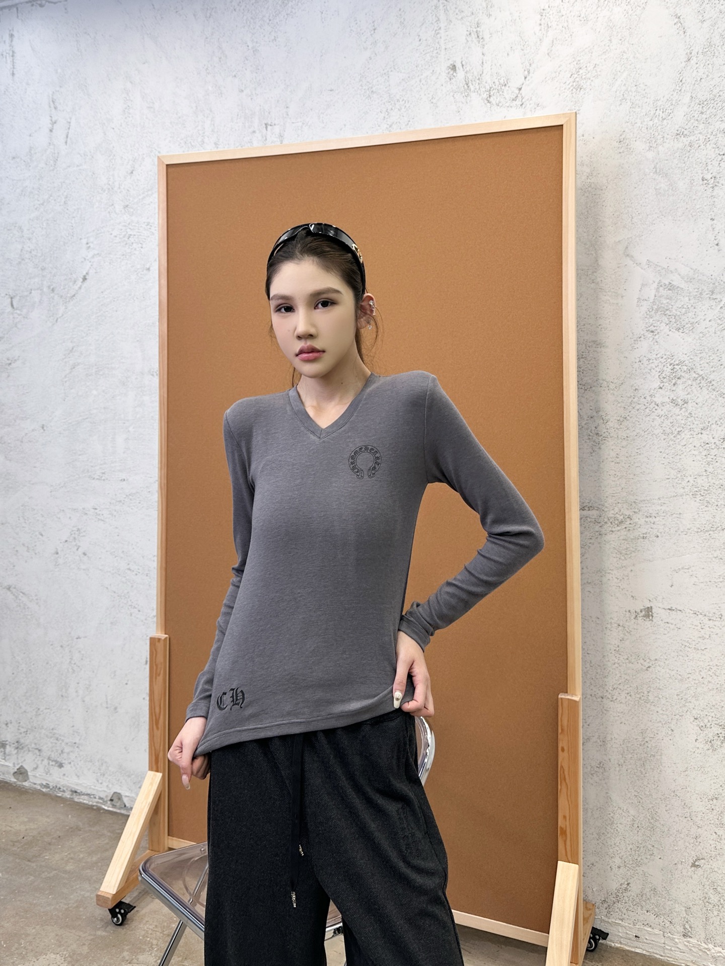 克罗心 ｜ 新款长袖打底，成衣洗水印花工艺，人棉混纺面料，休闲时尚，尺码sml