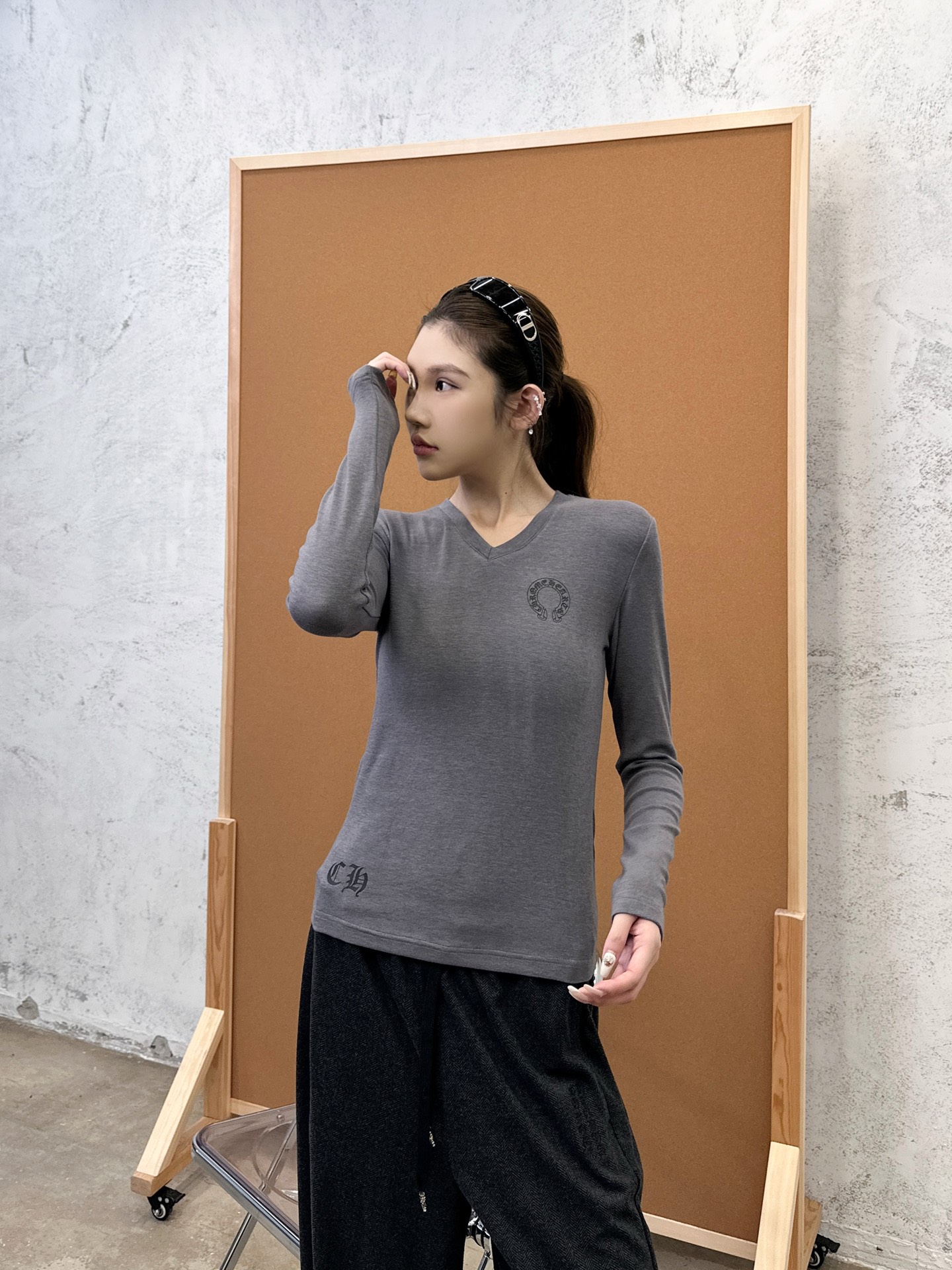 克罗心 ｜ 新款长袖打底，成衣洗水印花工艺，人棉混纺面料，休闲时尚，尺码sml