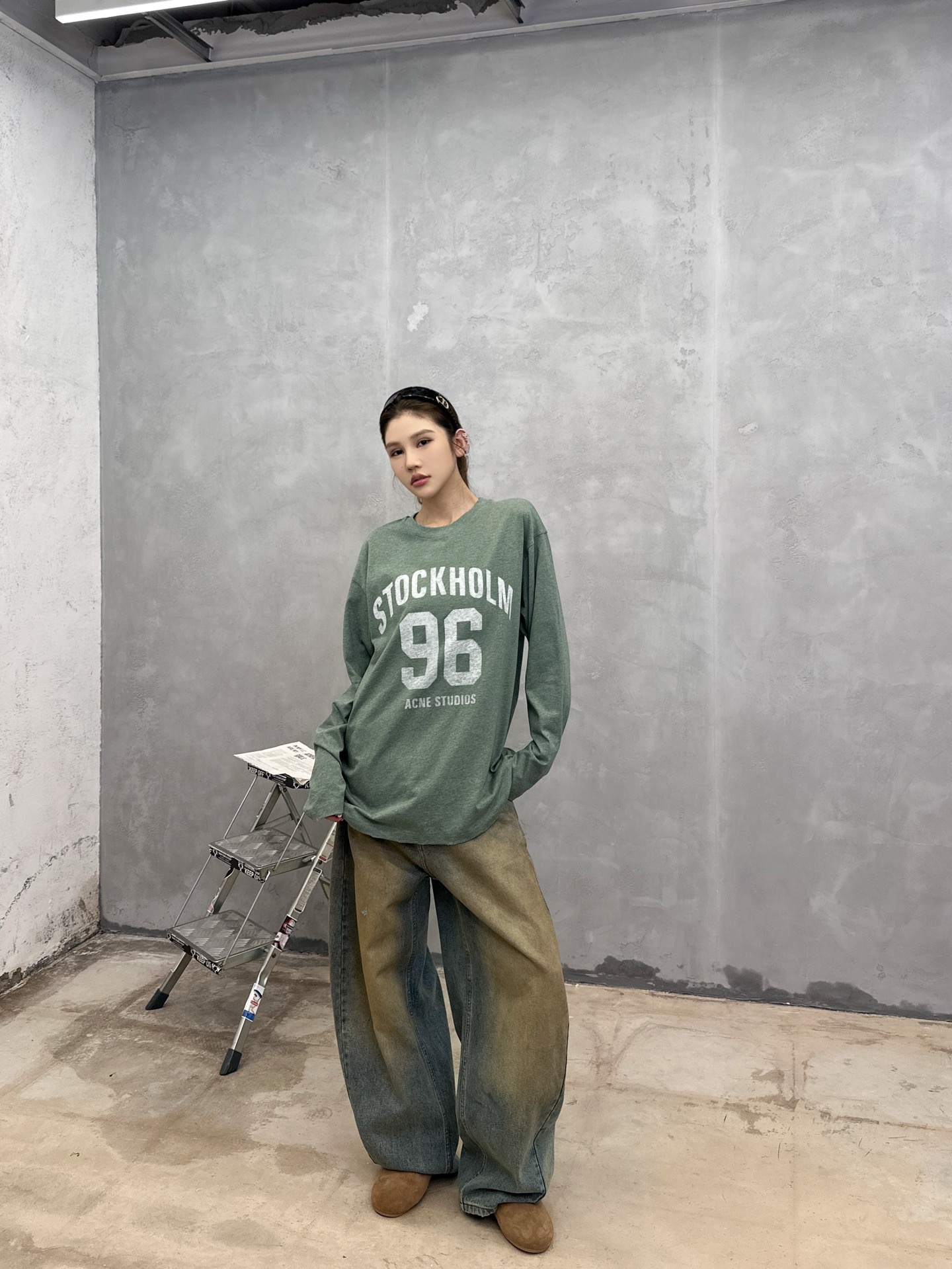 Acne ｜ 新款长袖t，成衣洗水吊磨印花工艺，男女同款，尺码sml