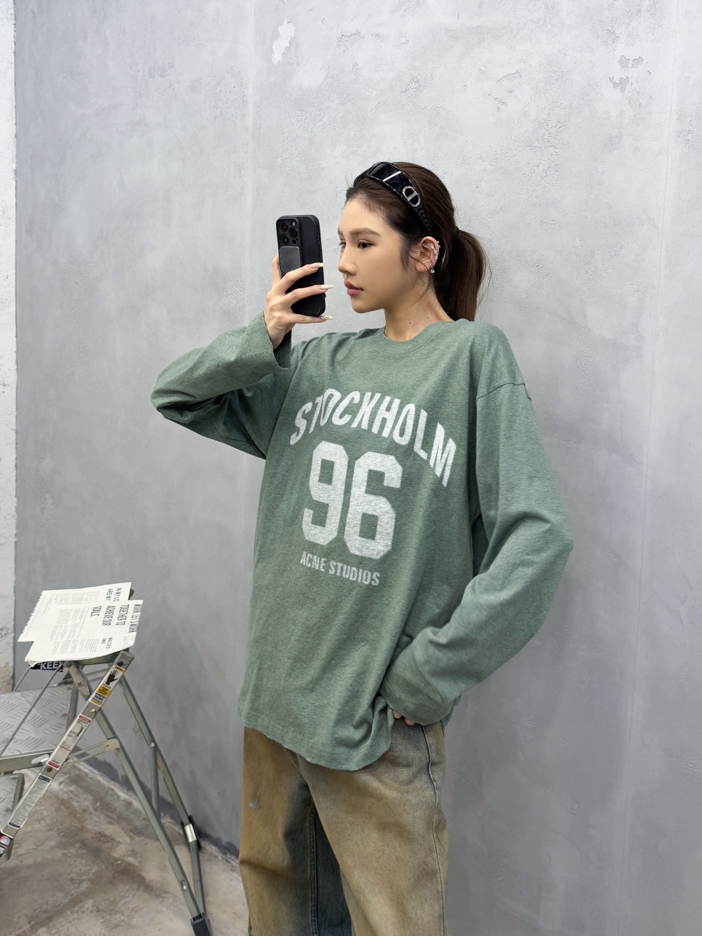 Acne ｜ 新款长袖t，成衣洗水吊磨印花工艺，男女同款，尺码sml