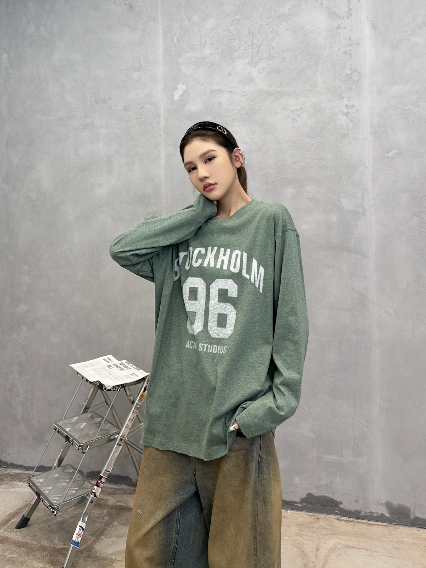 Acne ｜ 新款长袖t，成衣洗水吊磨印花工艺，男女同款，尺码sml