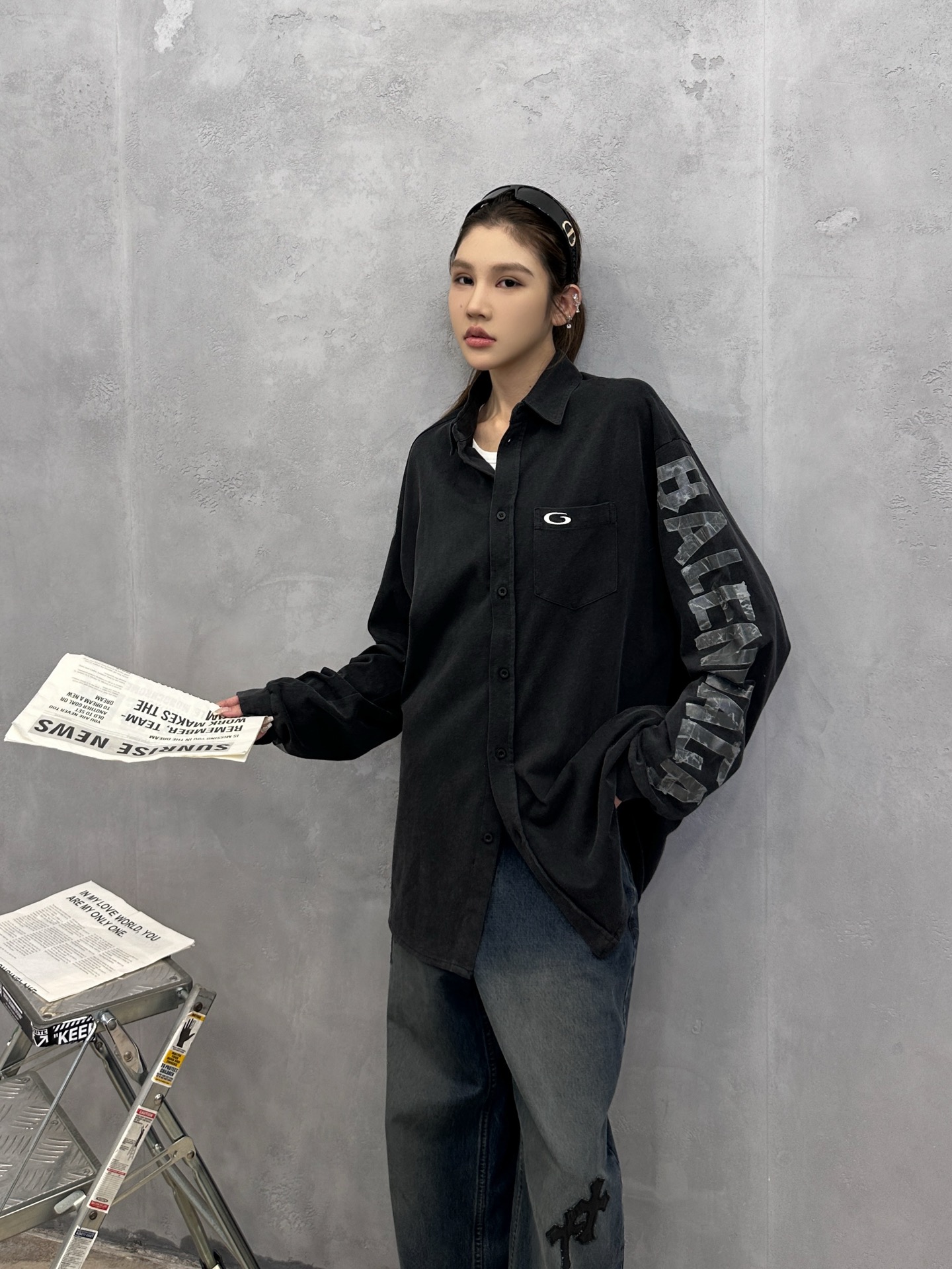 巴黎 ｜ 新款针织衬衣，成衣洗水炒色工艺，经典刺绣标加特殊硅胶印花工艺，100%精梳棉面料，男女同款，尺