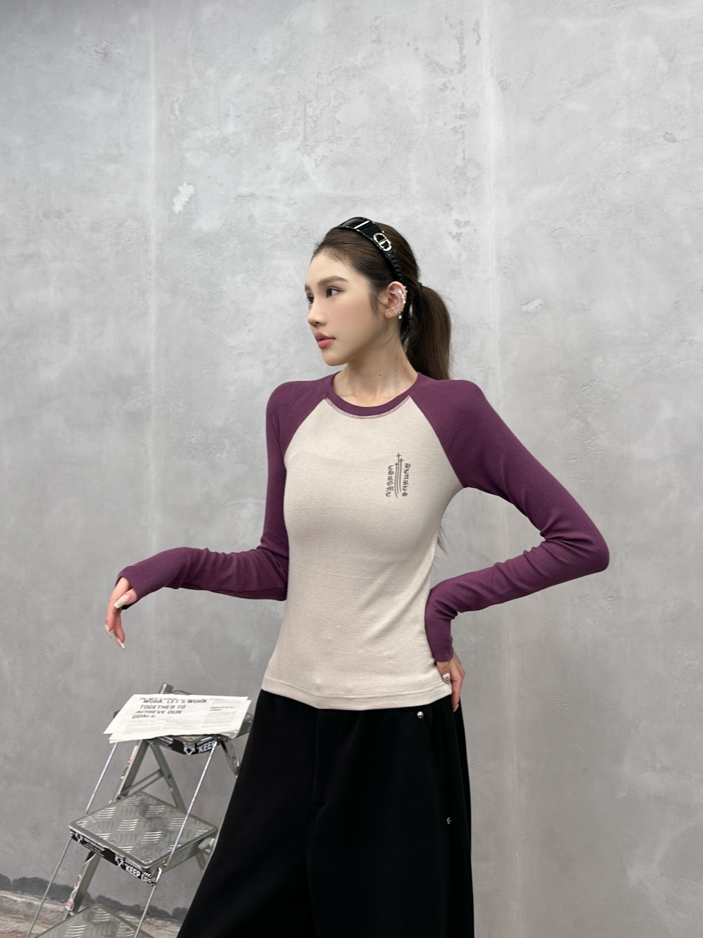 克罗心 ｜ 新款长袖打底，成衣洗水固色工艺加印花哈苏线做工，人棉混纺面料，休闲时尚，尺码sml