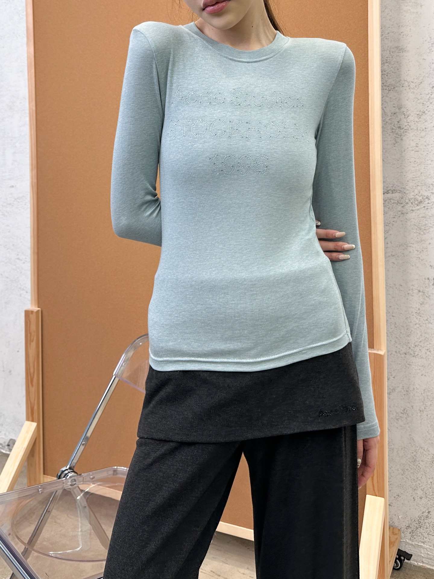 Acne ｜ 新款长袖打底，成衣洗水烫钻工艺，莱赛尔混纺面料，休闲时尚，尺码sml