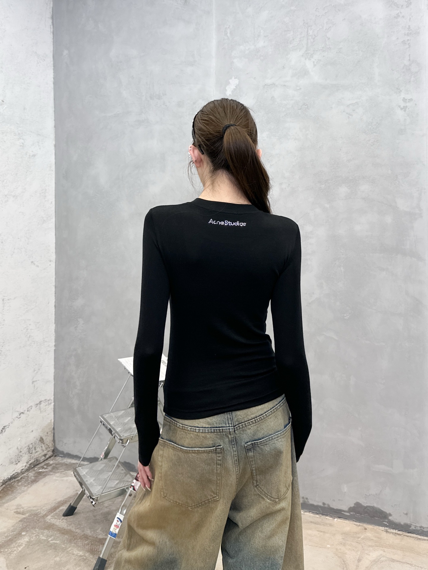 Acne ｜ 新款长袖打底，成衣洗水烫钻工艺，莱赛尔混纺面料，休闲时尚，尺码sml