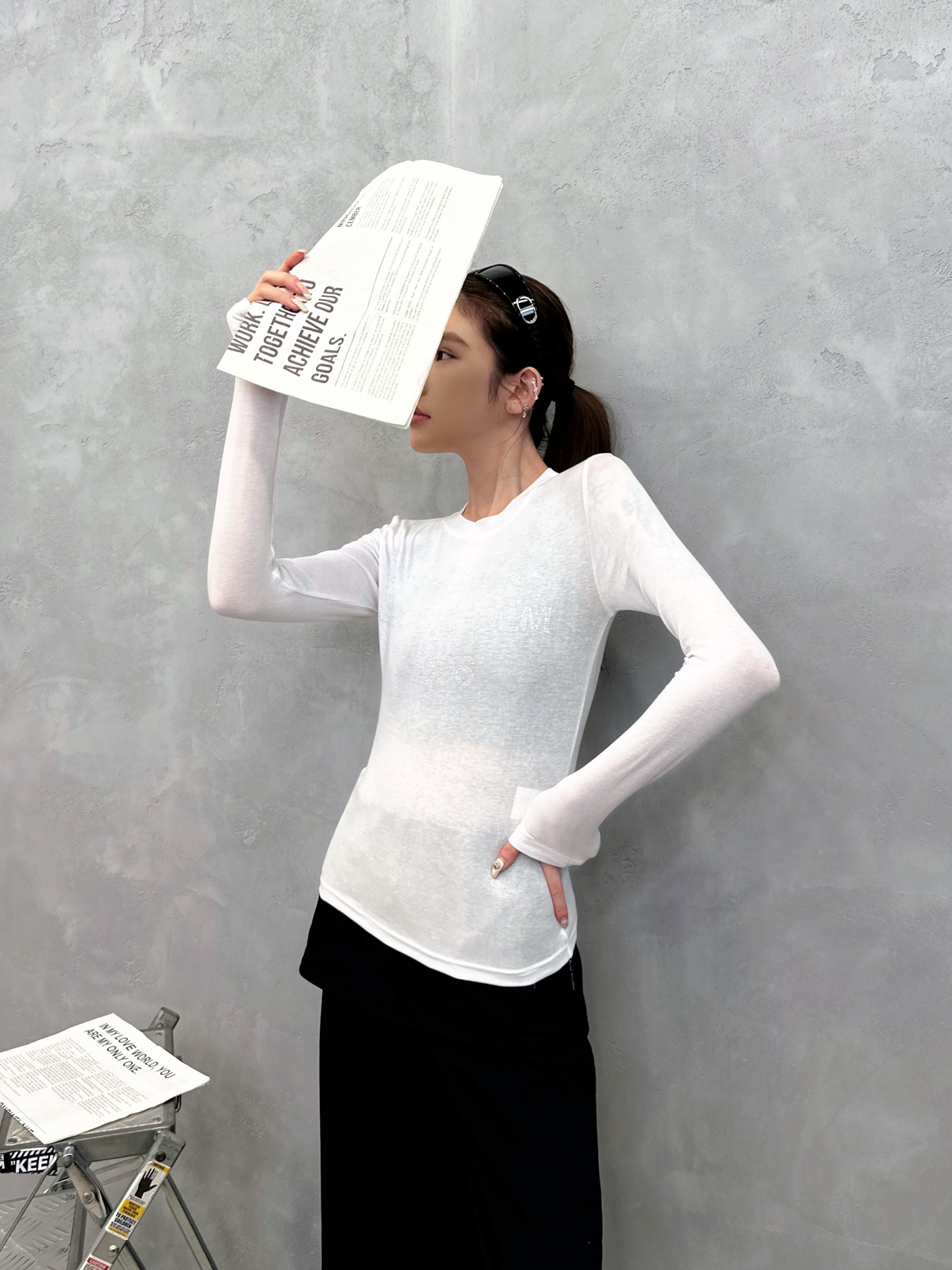 Acne ｜ 新款长袖打底，成衣洗水烫钻工艺，莱赛尔混纺面料，休闲时尚，尺码sml