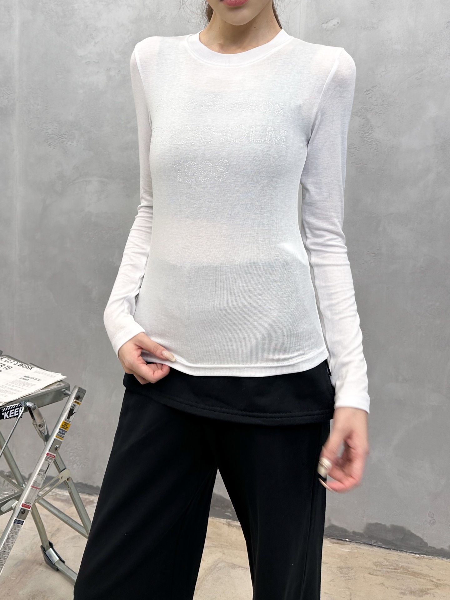 Acne ｜ 新款长袖打底，成衣洗水烫钻工艺，莱赛尔混纺面料，休闲时尚，尺码sml